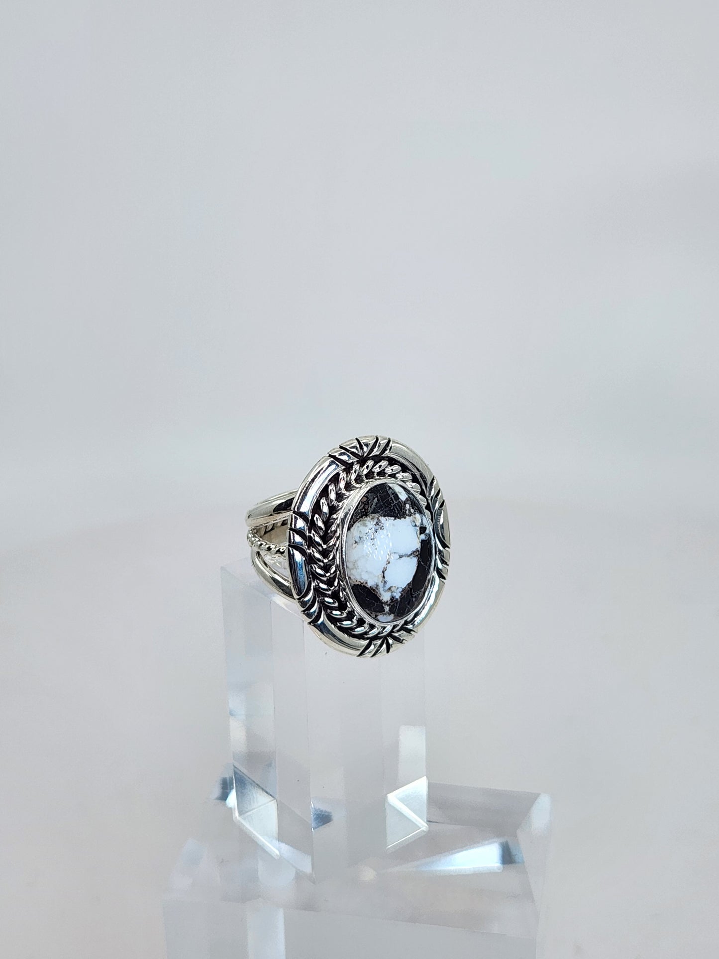 Desert Treasure: White Buffalo Turquoise Ring Set in Sterling Silver