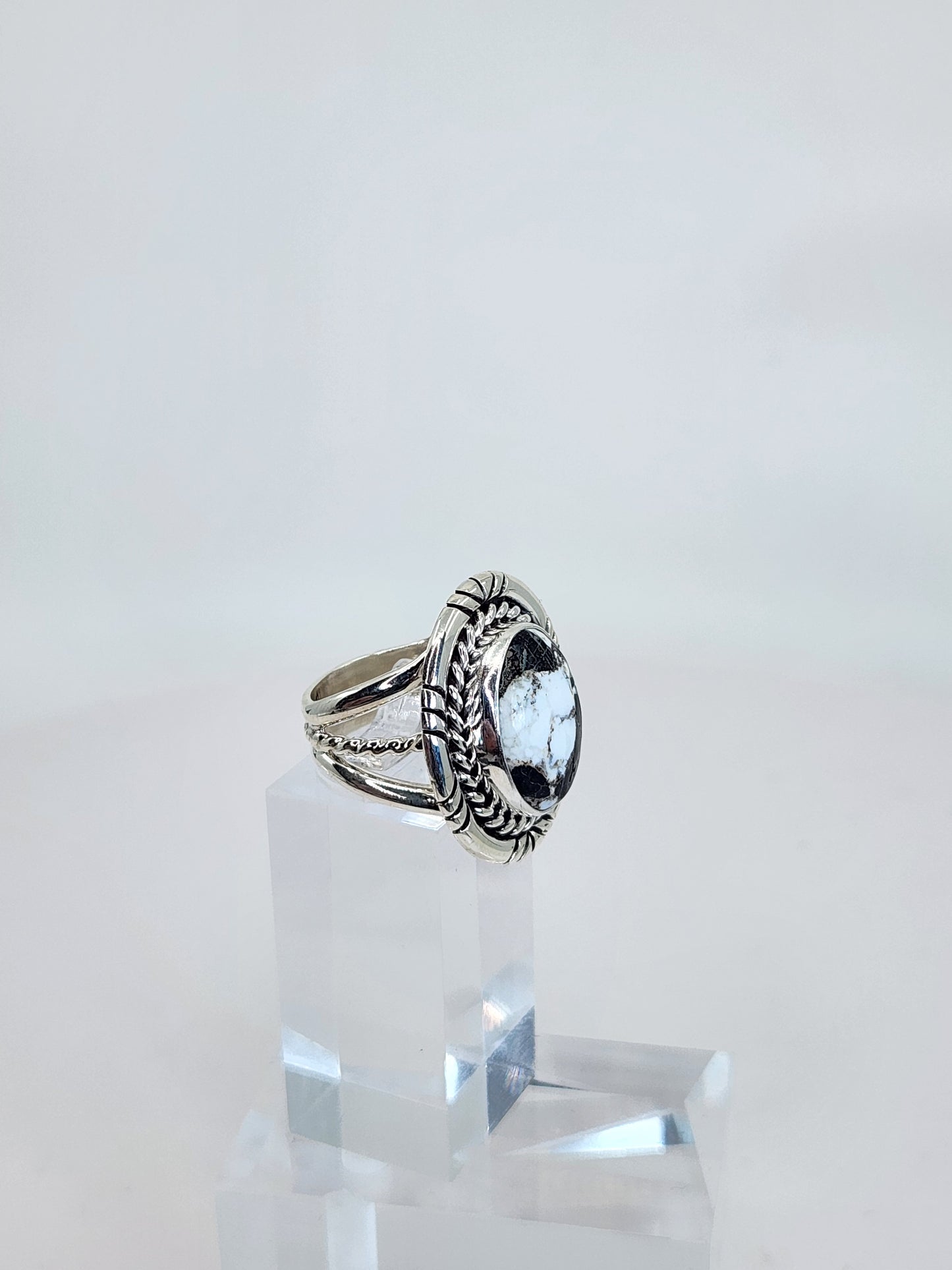 Desert Treasure: White Buffalo Turquoise Ring Set in Sterling Silver