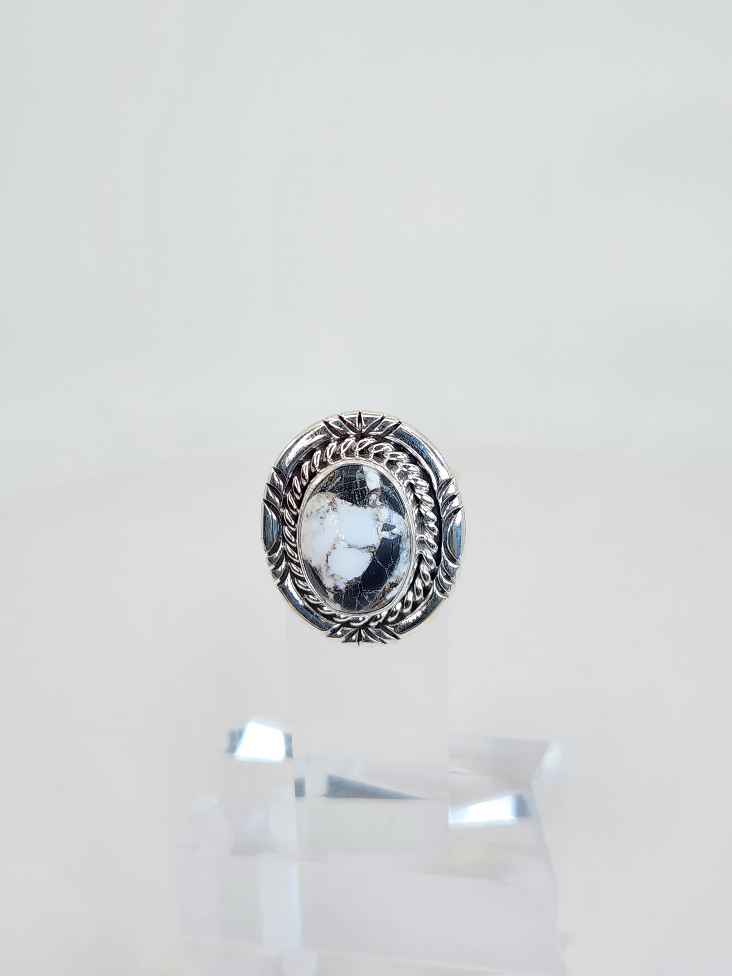 Desert Treasure: White Buffalo Turquoise Ring Set in Sterling Silver