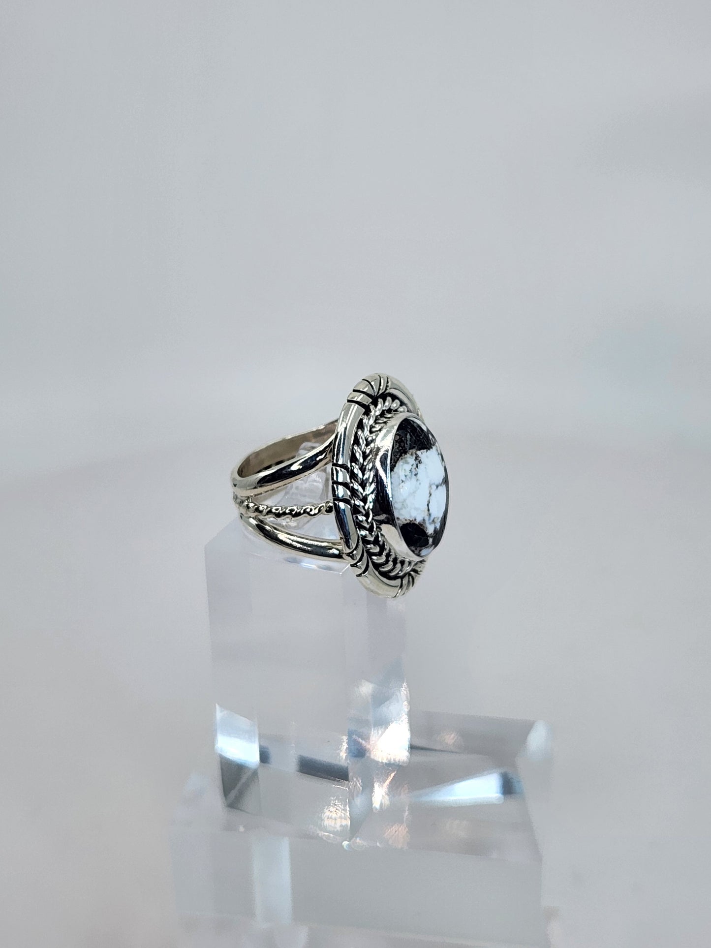 Desert Treasure: White Buffalo Turquoise Ring Set in Sterling Silver