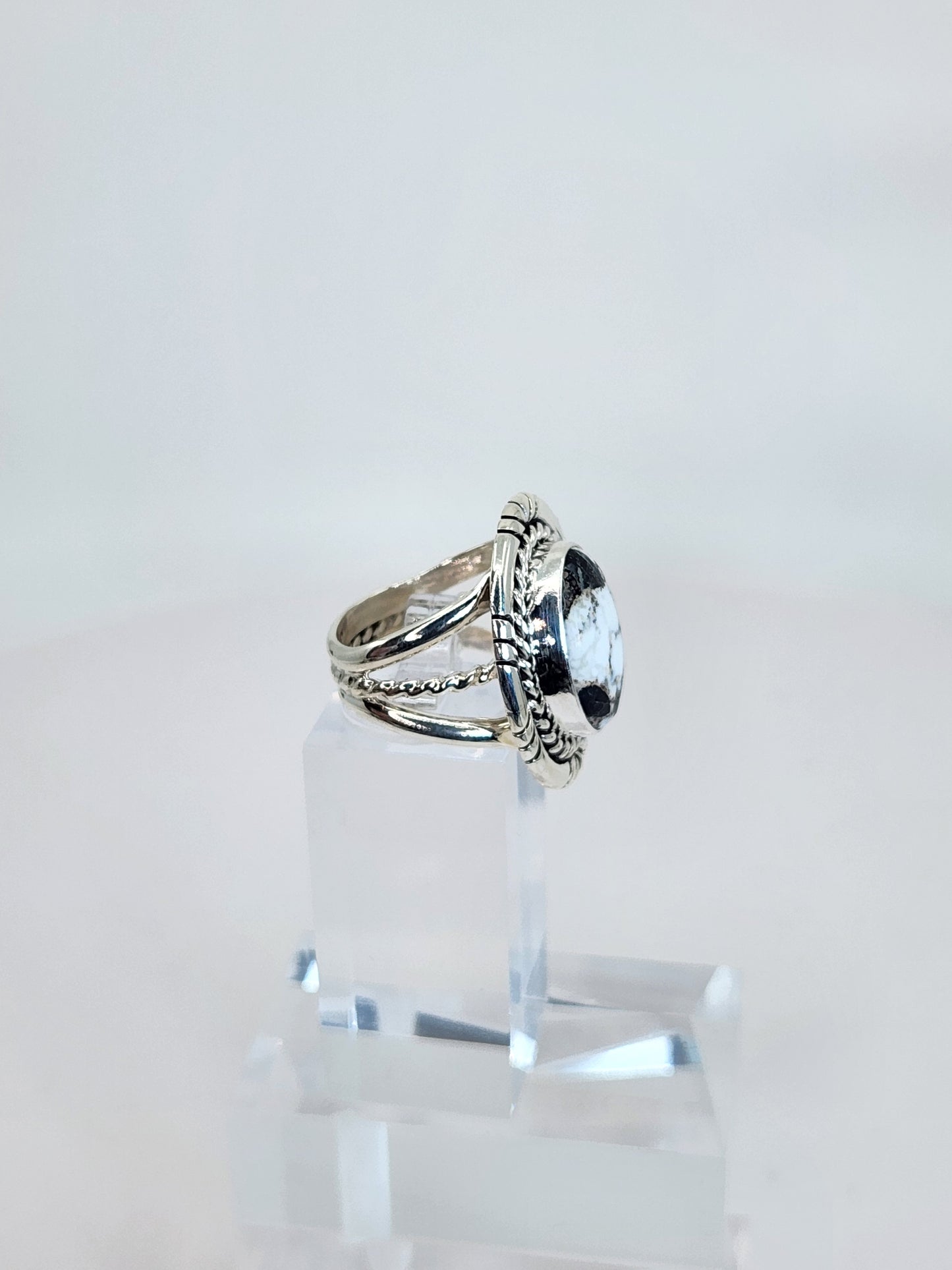 Desert Treasure: White Buffalo Turquoise Ring Set in Sterling Silver