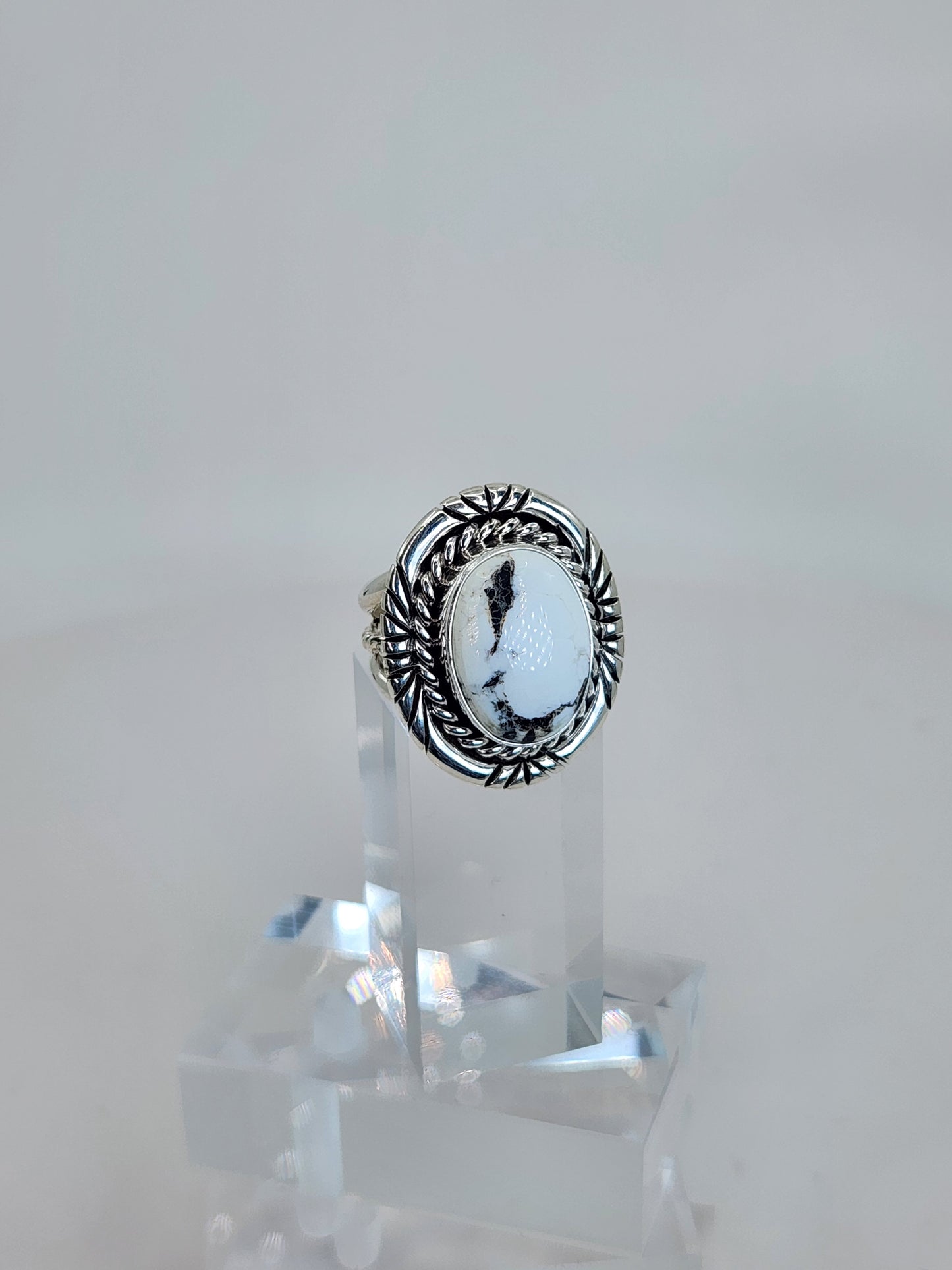 Desert Treasure: White Buffalo Turquoise Ring Set in Sterling Silver