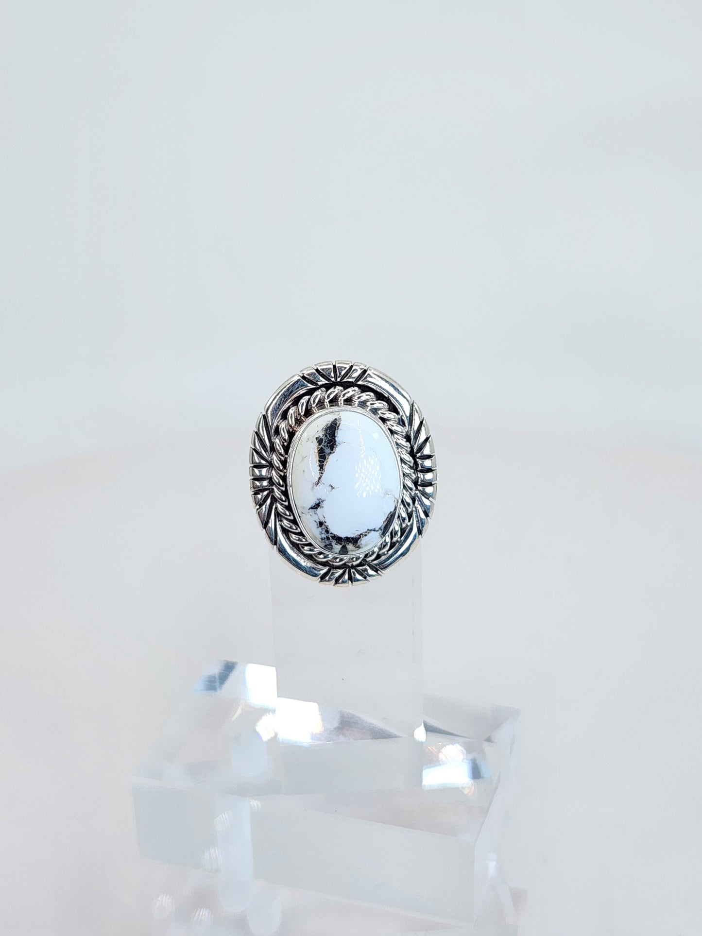 Desert Treasure: White Buffalo Turquoise Ring Set in Sterling Silver