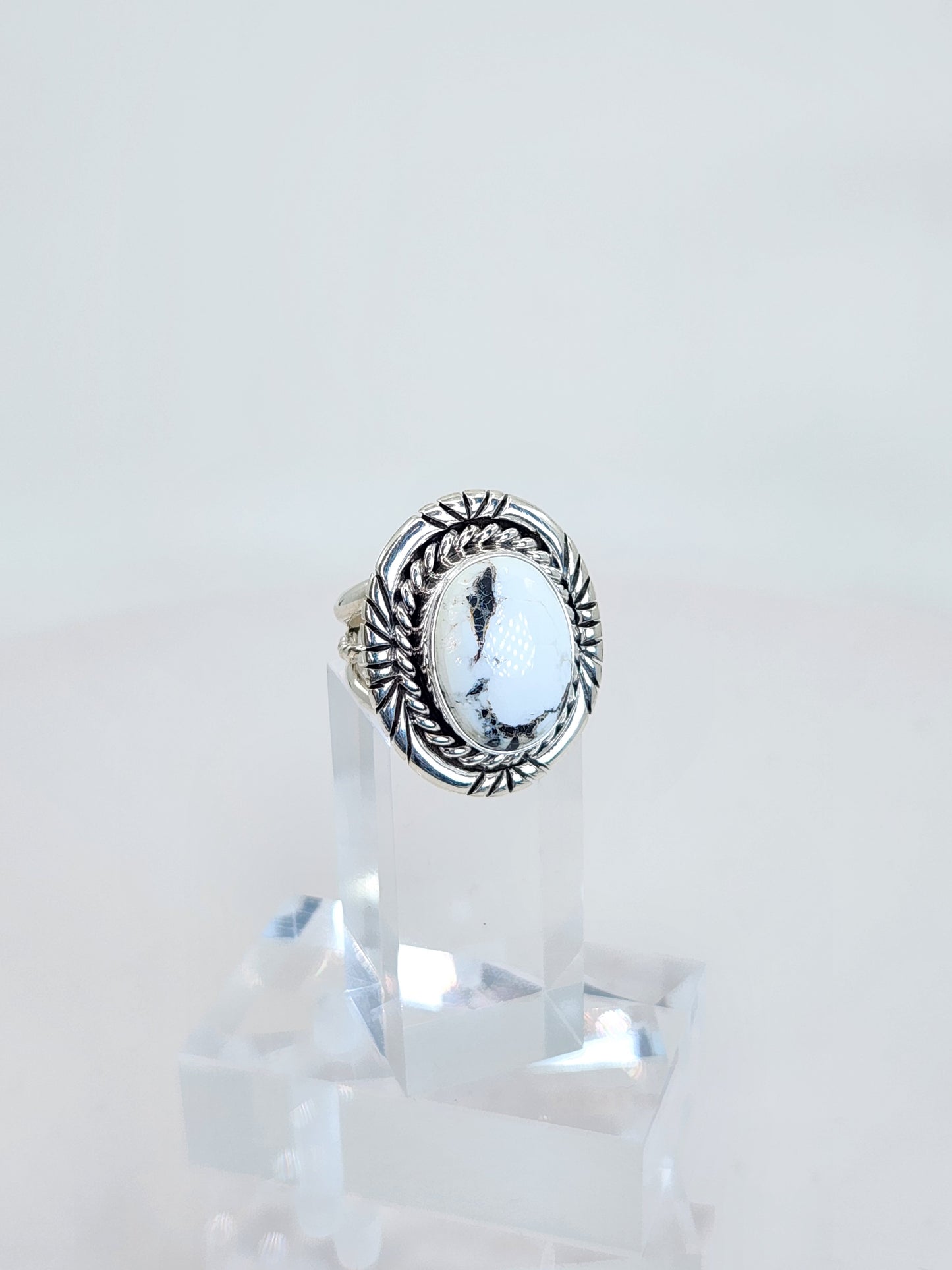 Desert Treasure: White Buffalo Turquoise Ring Set in Sterling Silver
