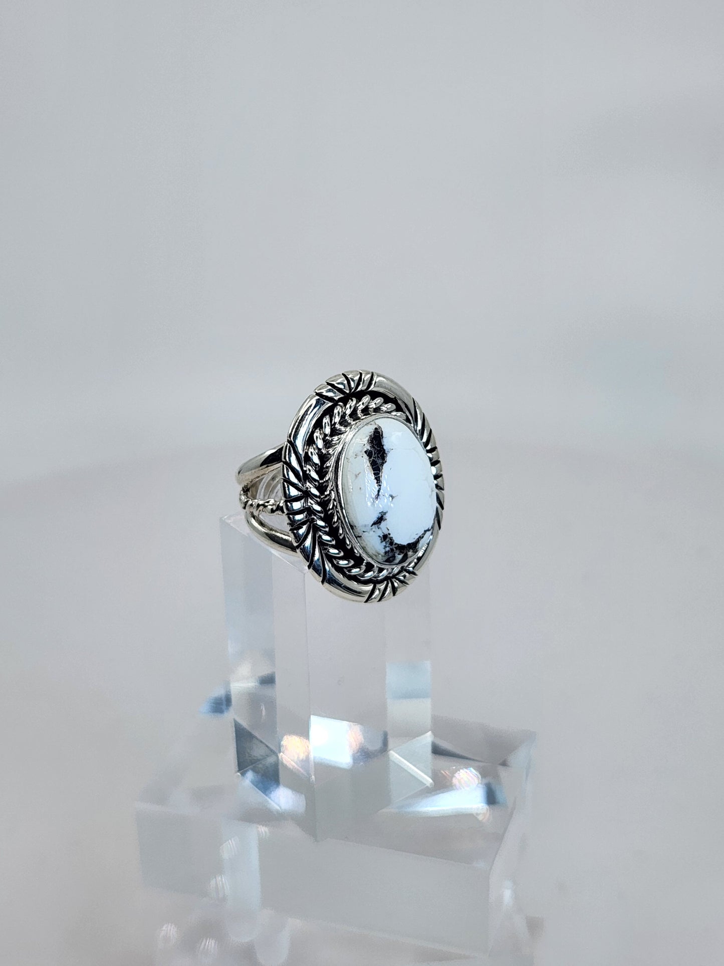 Desert Treasure: White Buffalo Turquoise Ring Set in Sterling Silver