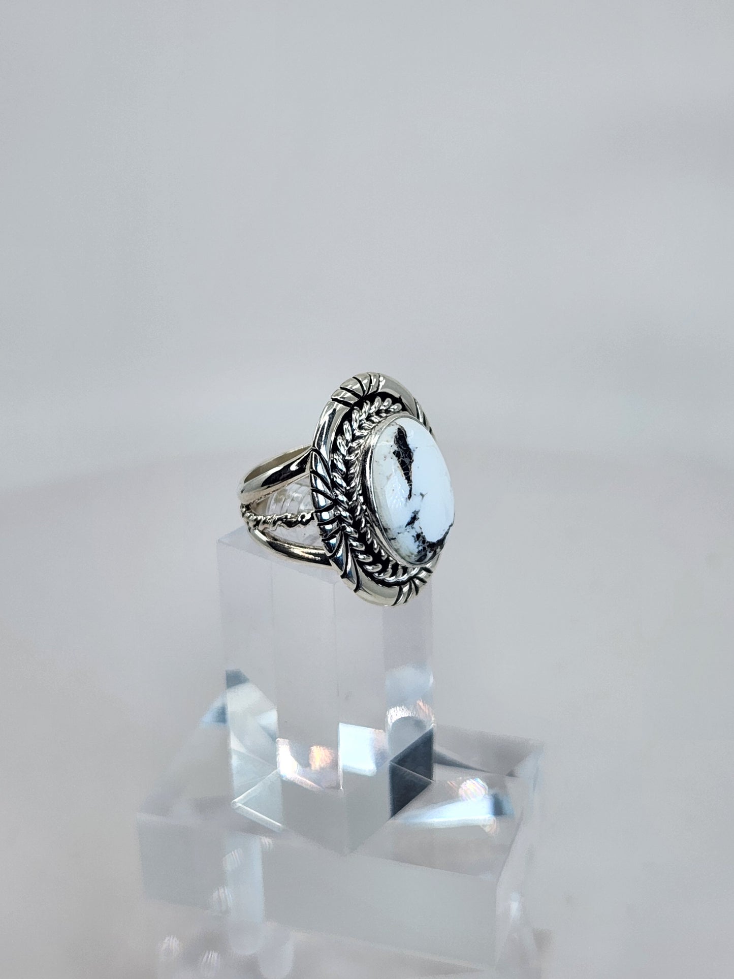 Desert Treasure: White Buffalo Turquoise Ring Set in Sterling Silver