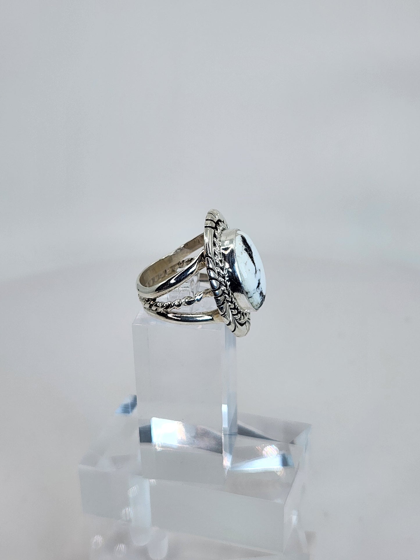 Desert Treasure: White Buffalo Turquoise Ring Set in Sterling Silver