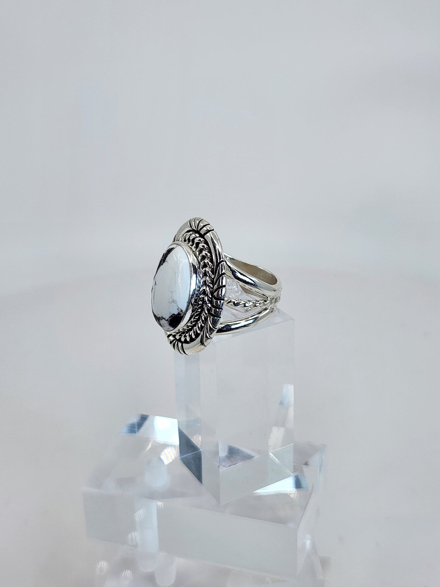 Desert Treasure: White Buffalo Turquoise Ring Set in Sterling Silver