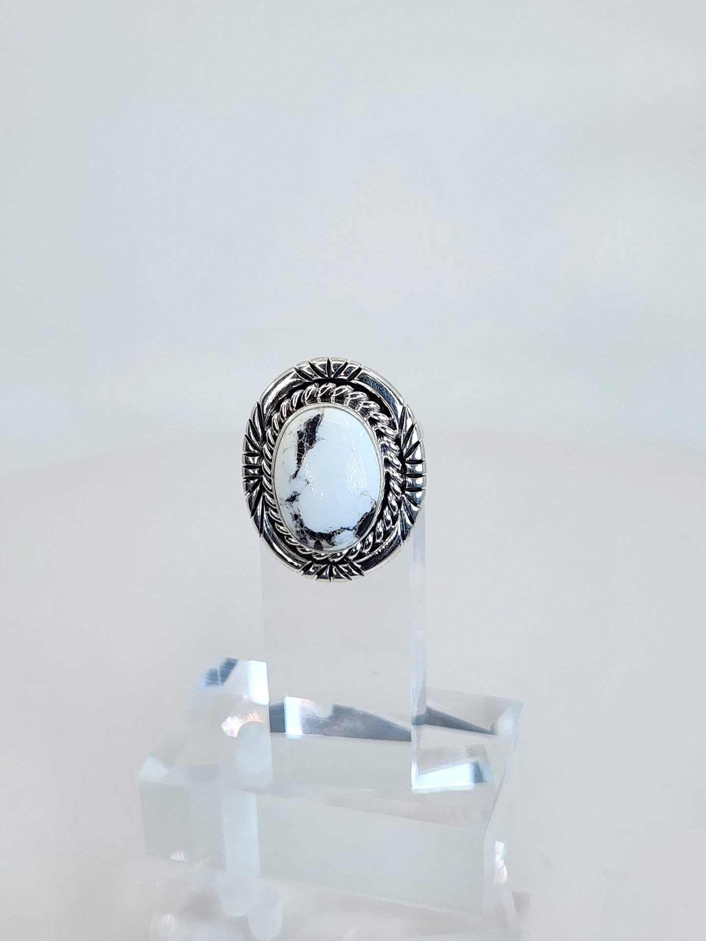 Desert Treasure: White Buffalo Turquoise Ring Set in Sterling Silver