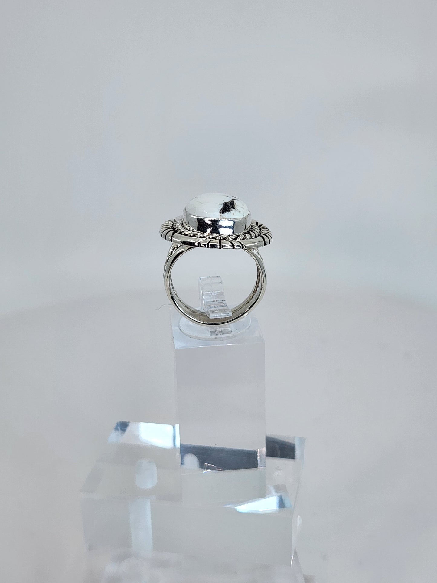 Desert Treasure: White Buffalo Turquoise Ring Set in Sterling Silver