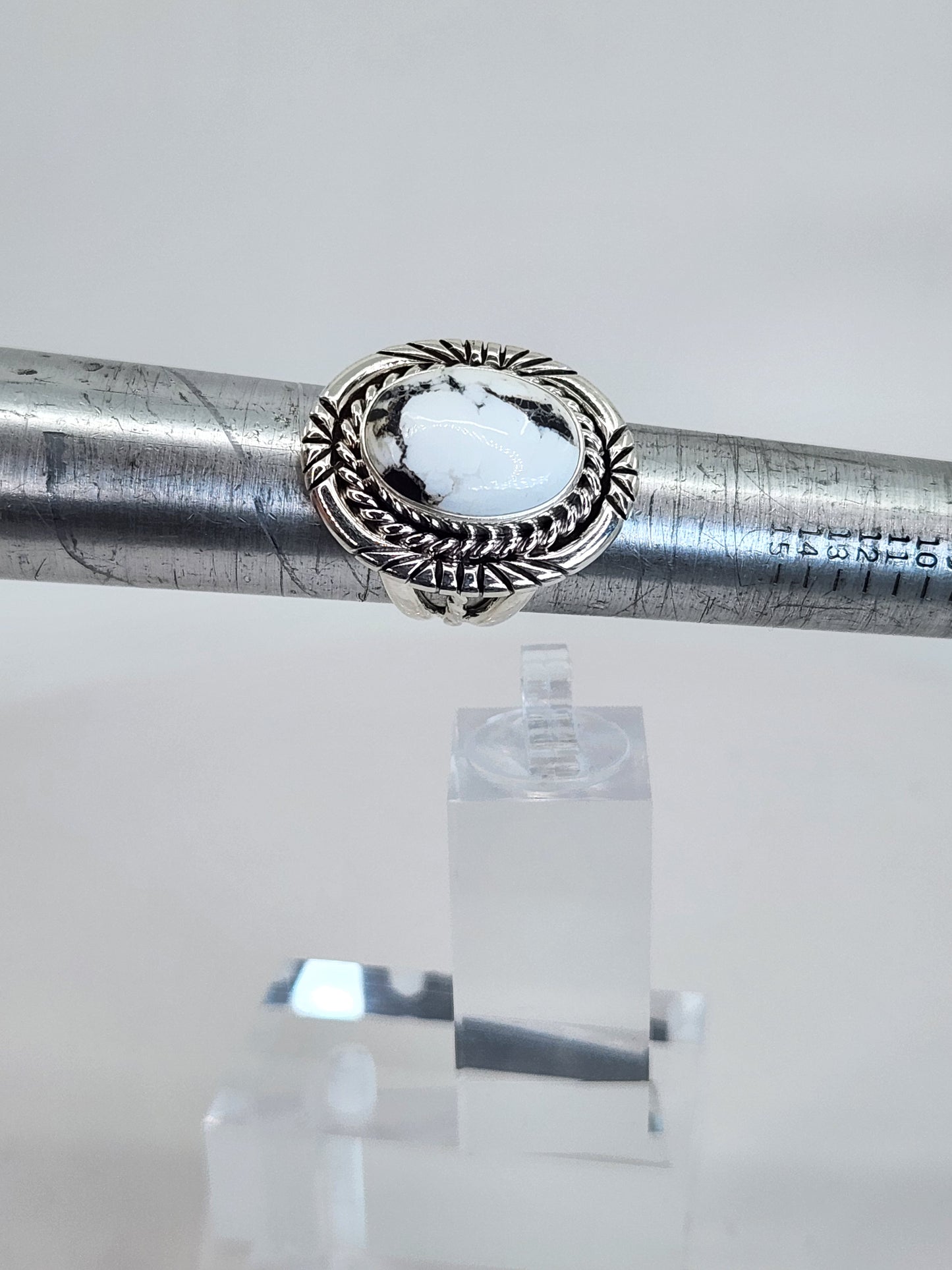 Desert Treasure: White Buffalo Turquoise Ring Set in Sterling Silver