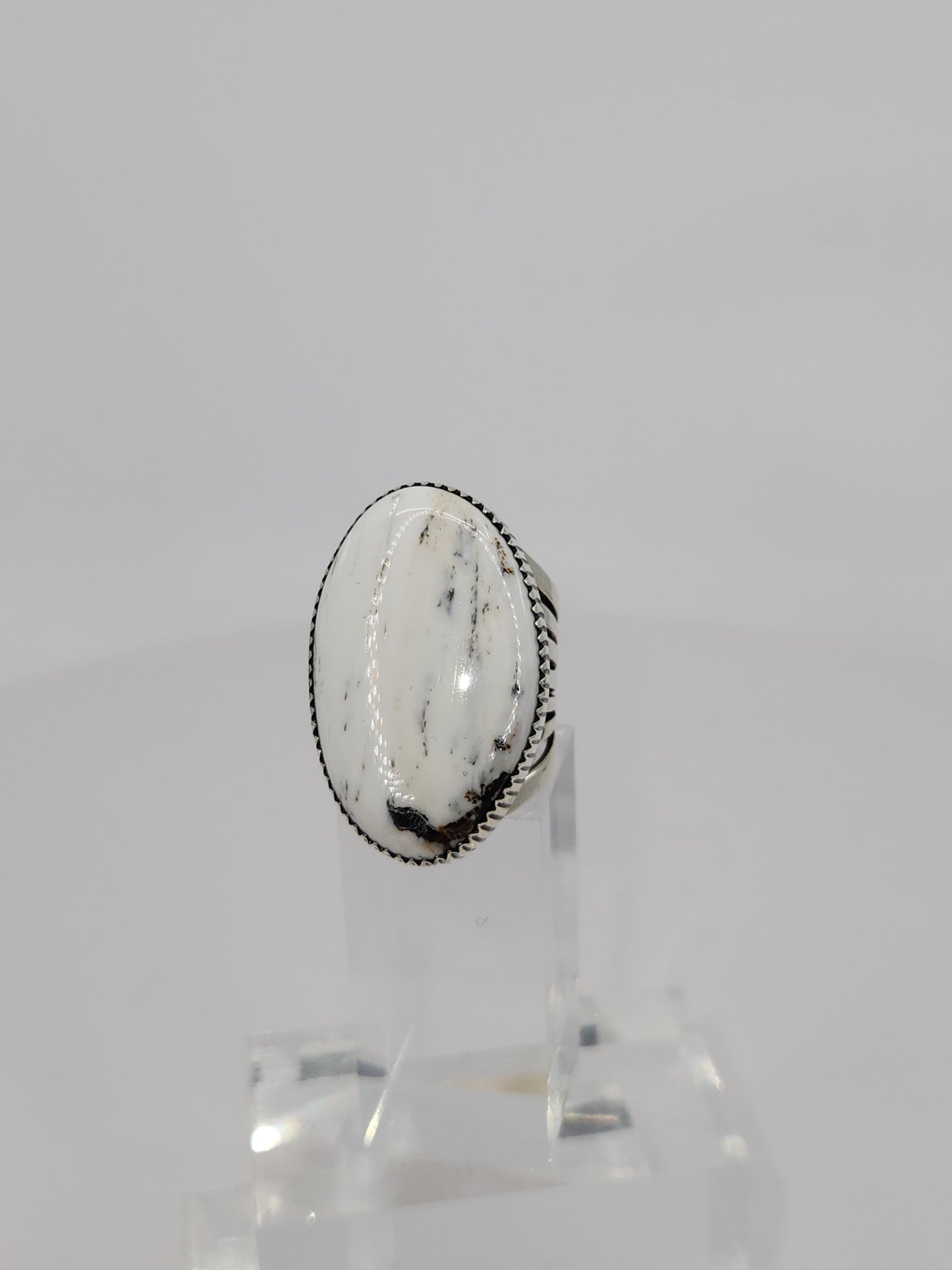 Desert Treasure: White Buffalo Turquoise Ring Set in Sterling Silver