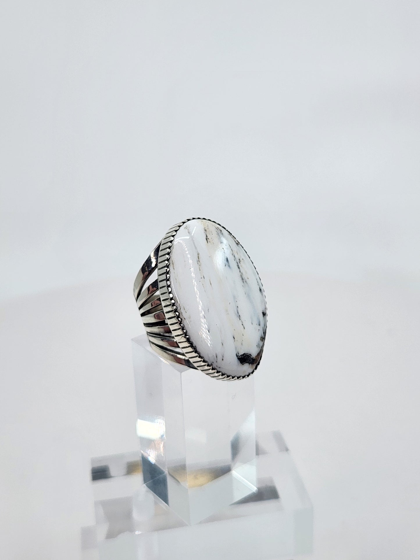 Desert Treasure: White Buffalo Turquoise Ring Set in Sterling Silver
