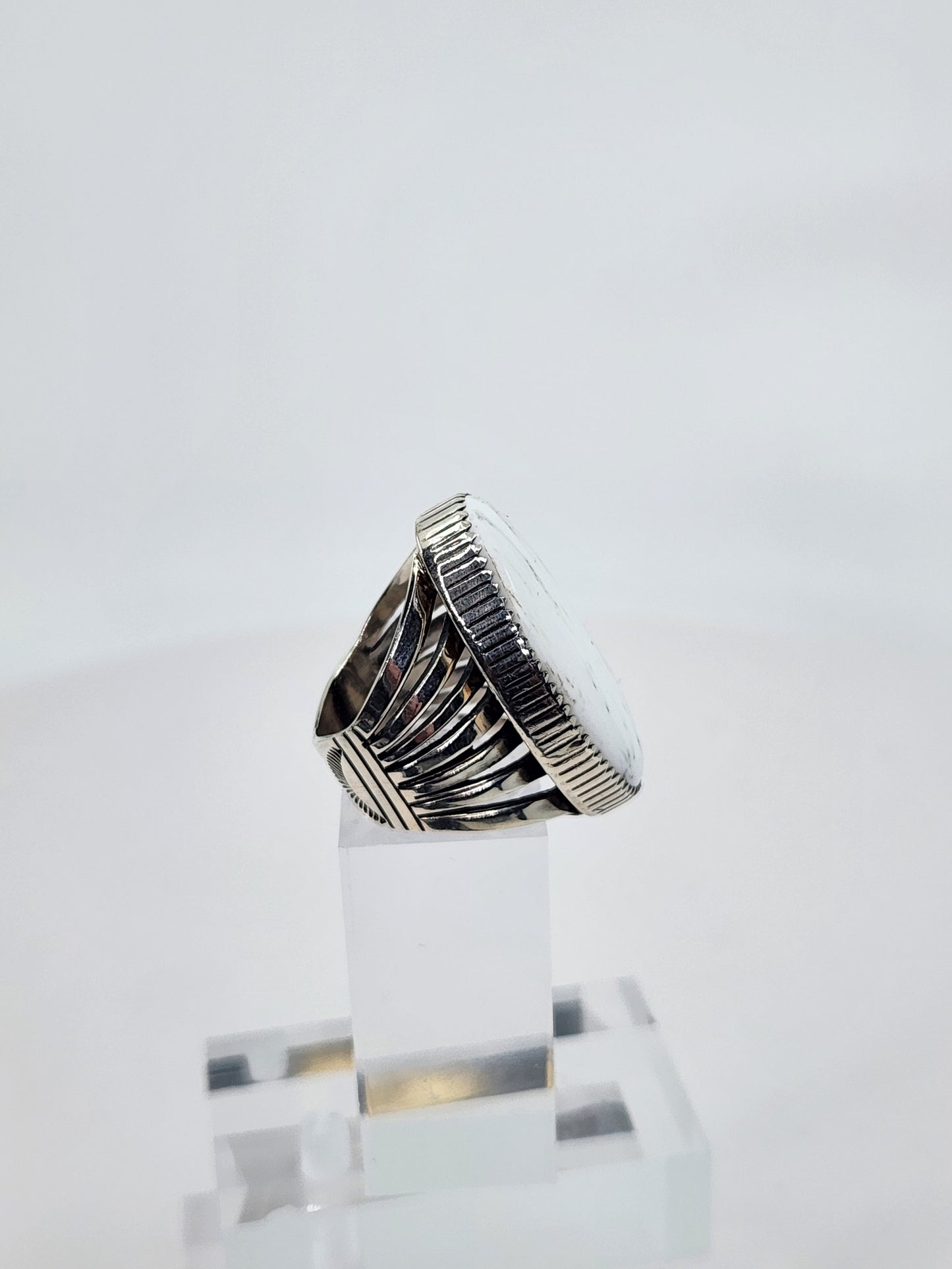 Desert Treasure: White Buffalo Turquoise Ring Set in Sterling Silver