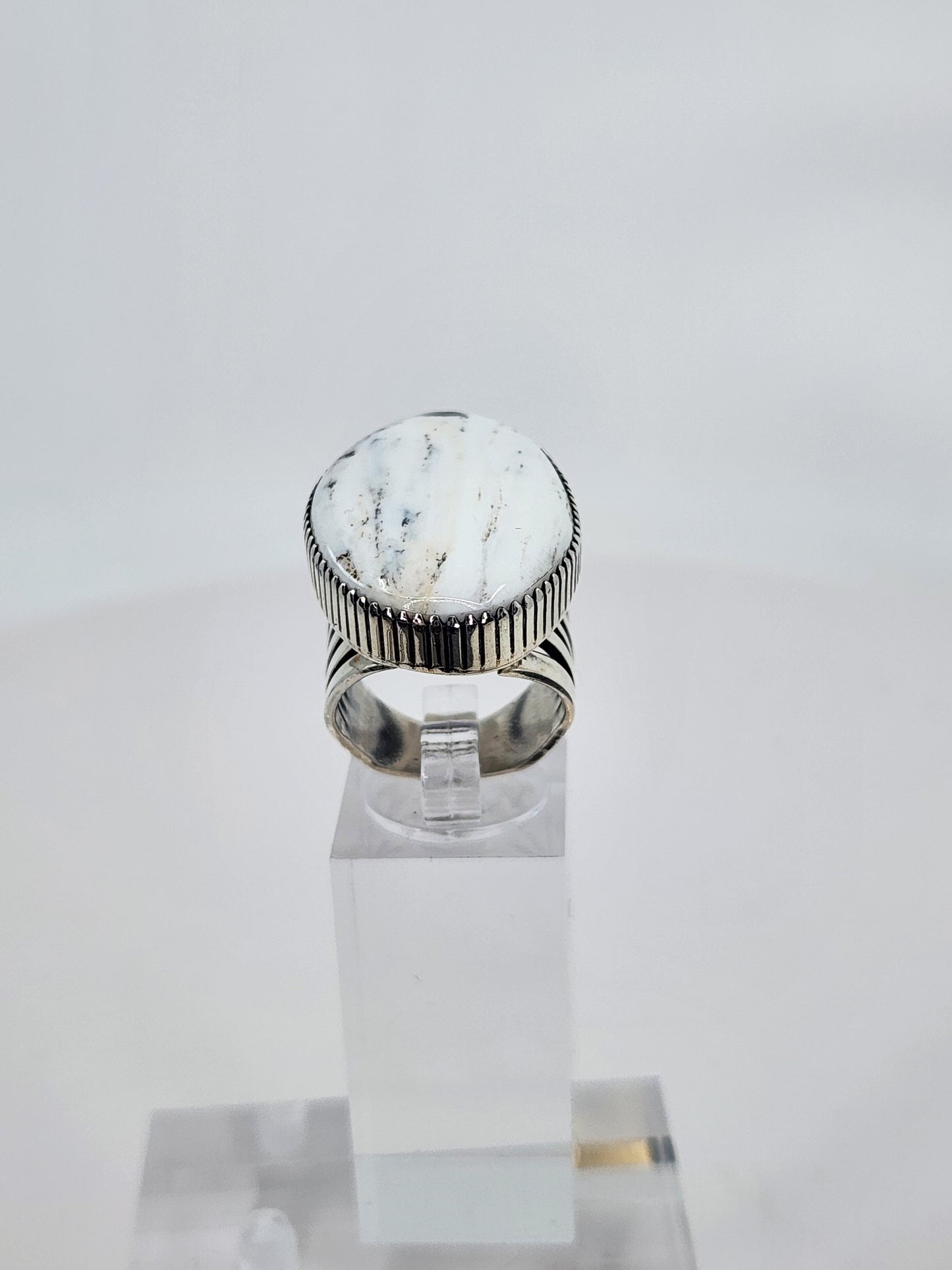 Desert Treasure: White Buffalo Turquoise Ring Set in Sterling Silver