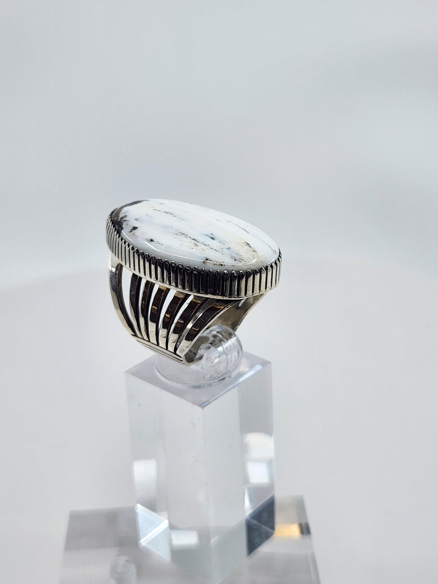 Desert Treasure: White Buffalo Turquoise Ring Set in Sterling Silver