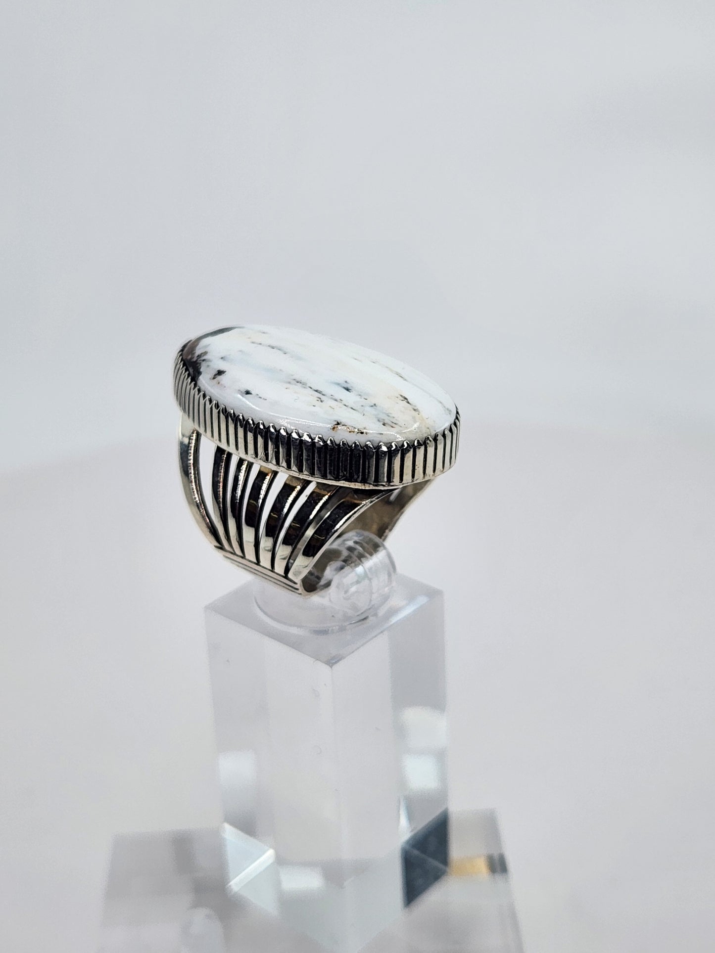 Desert Treasure: White Buffalo Turquoise Ring Set in Sterling Silver