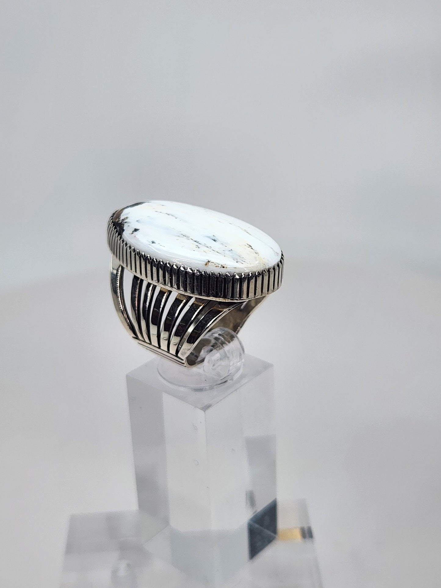 Desert Treasure: White Buffalo Turquoise Ring Set in Sterling Silver