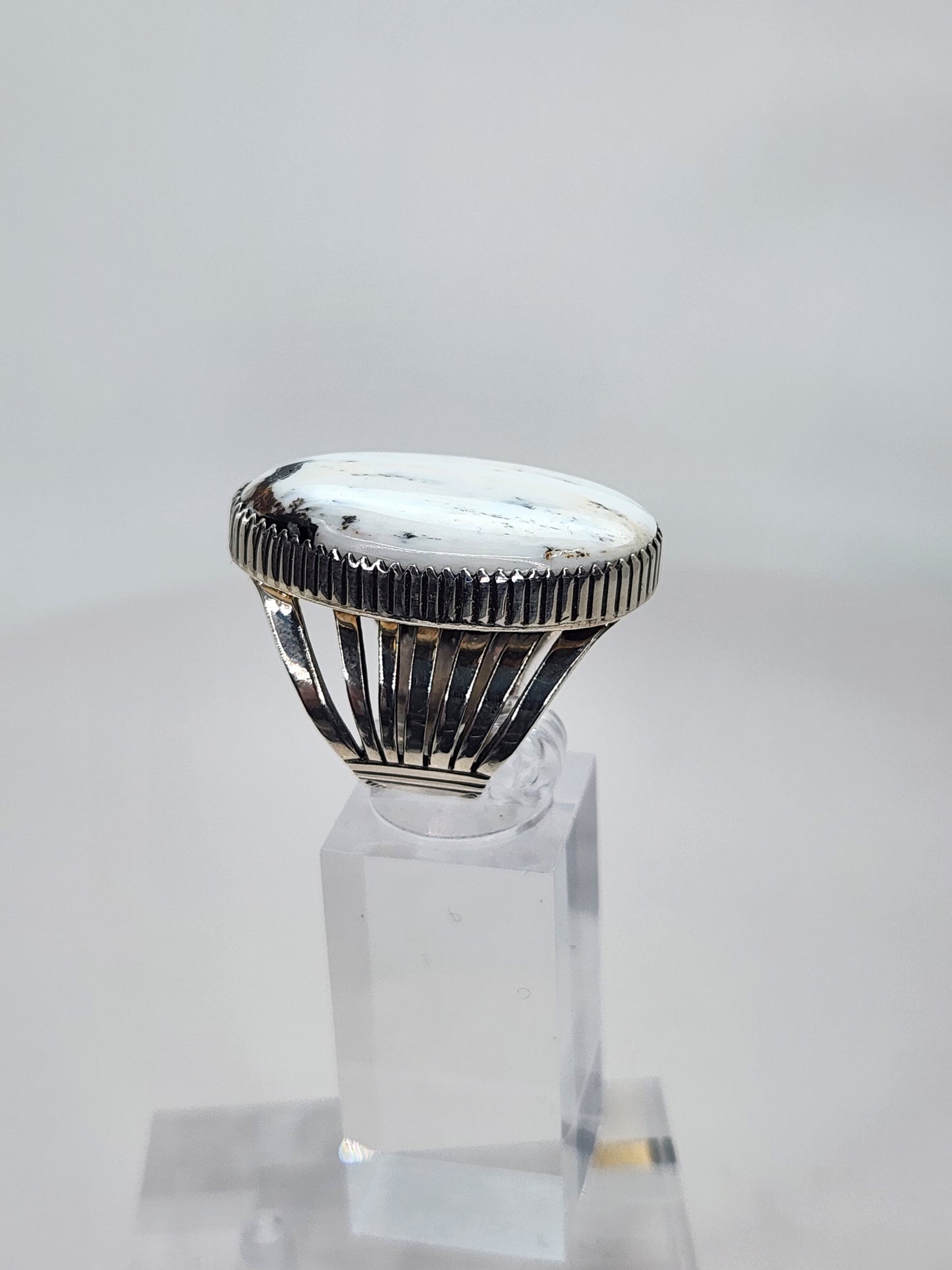 Desert Treasure: White Buffalo Turquoise Ring Set in Sterling Silver