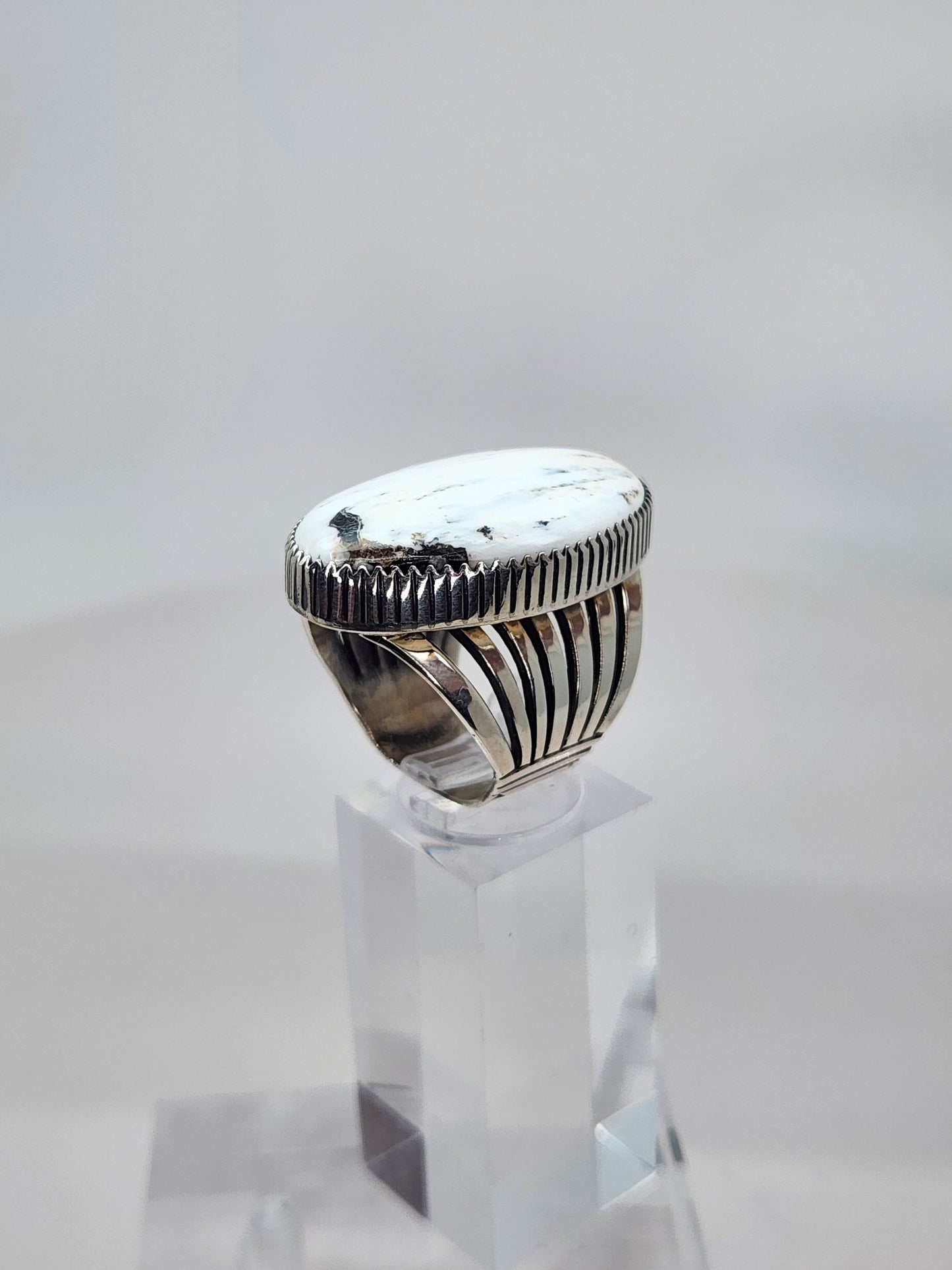 Desert Treasure: White Buffalo Turquoise Ring Set in Sterling Silver