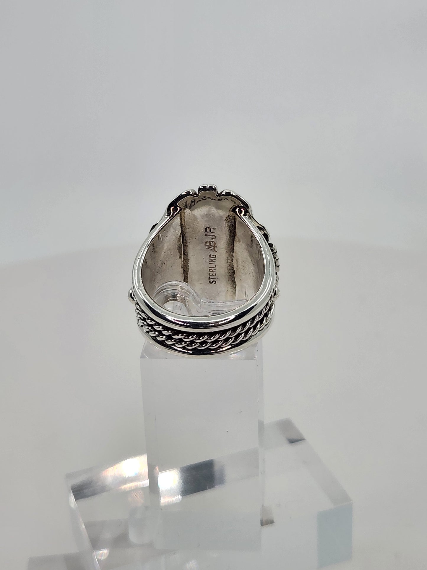 Desert Treasure: Green and Brown Turquoise Ring set in Intricate Sterling Silver