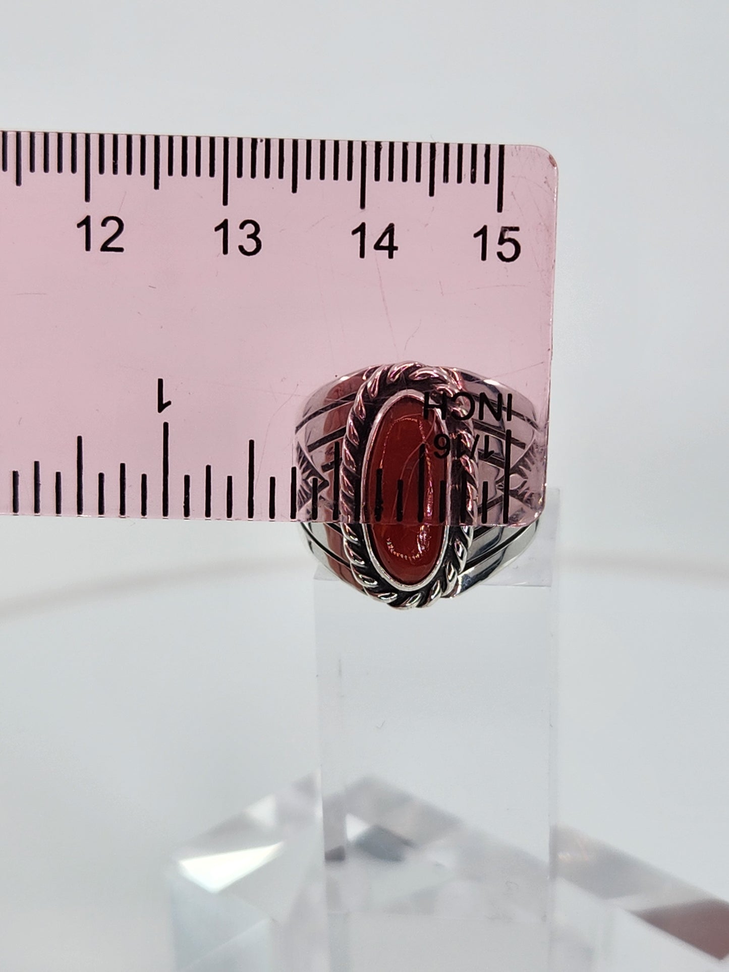 Desert Treasure: Red Coral Ring , set in Sterling Silver