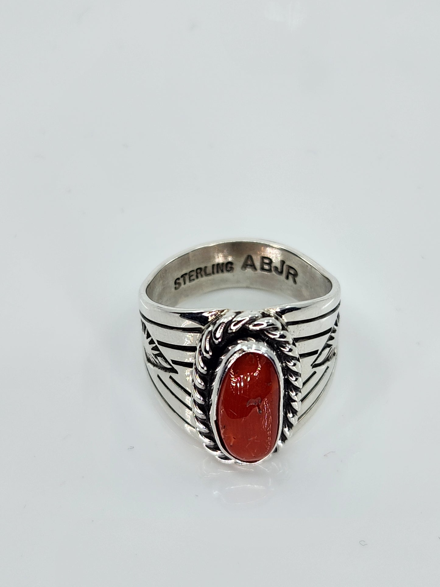 Desert Treasure: Red Coral Ring , set in Sterling Silver
