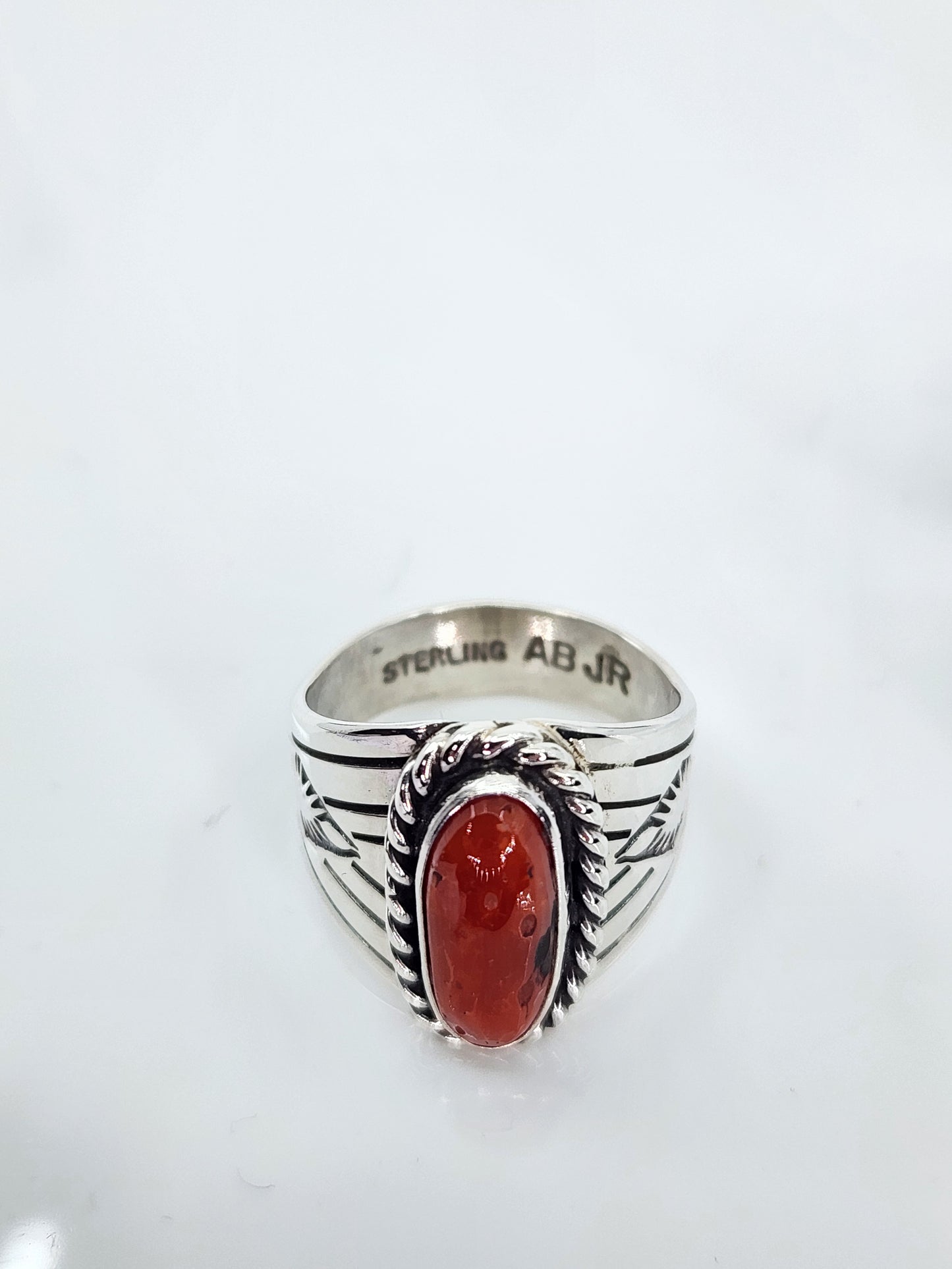 Desert Treasure: Red Coral Ring , set in Sterling Silver