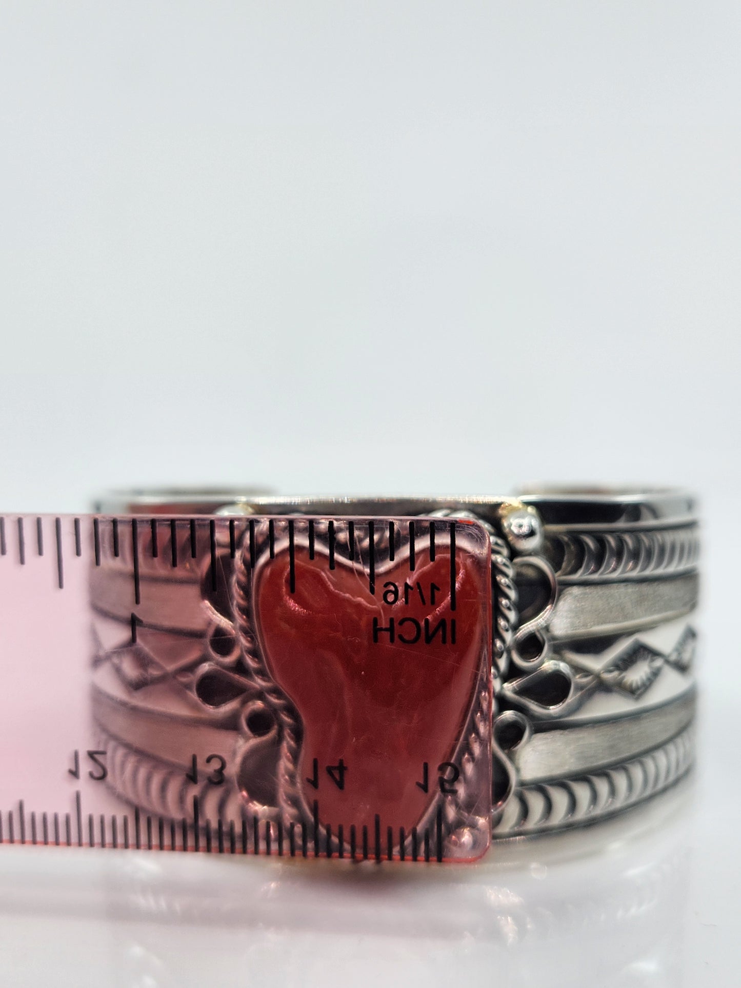 Desert Treasure: Red Coral Cuff, set in Sterling Silver
