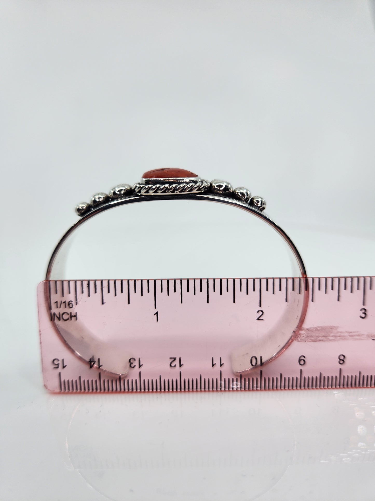 Desert Treasure: Red Coral Cuff, set in Sterling Silver
