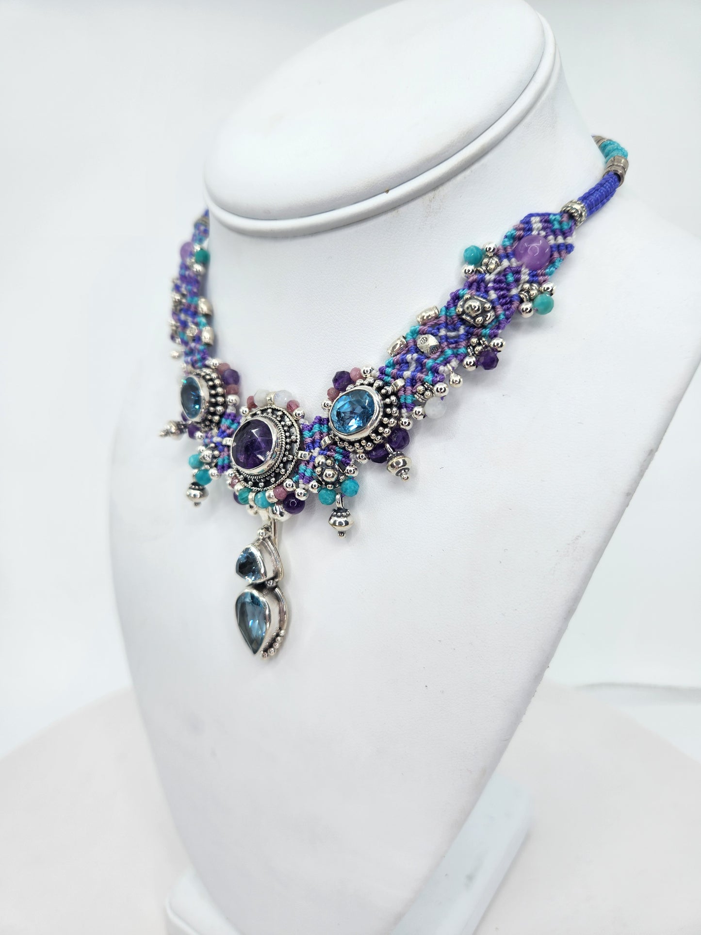 Isha Elafi - Amethyst, Blue Topaz, and Aquamarine necklace