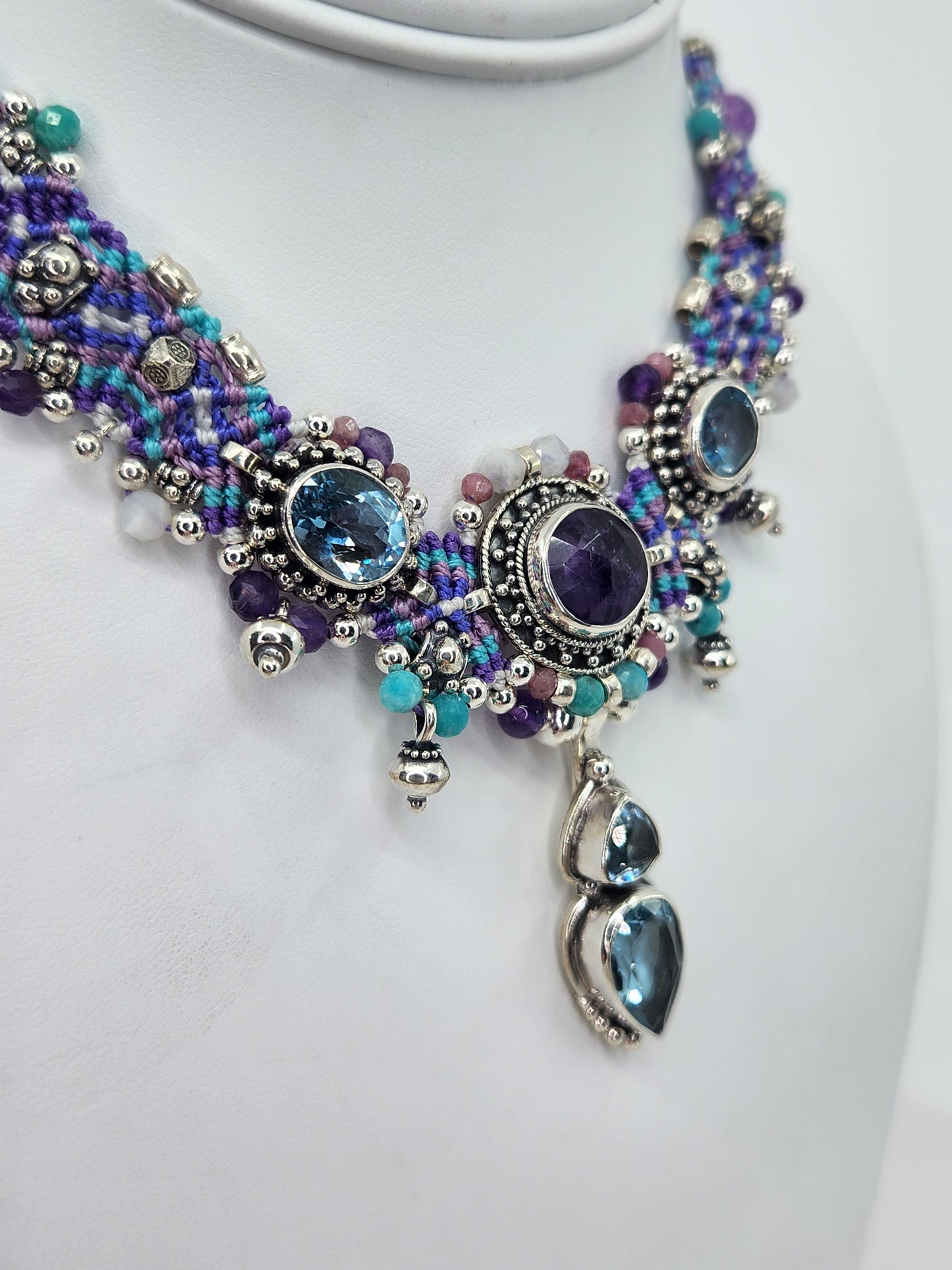 Isha Elafi - Amethyst, Blue Topaz, and Aquamarine necklace