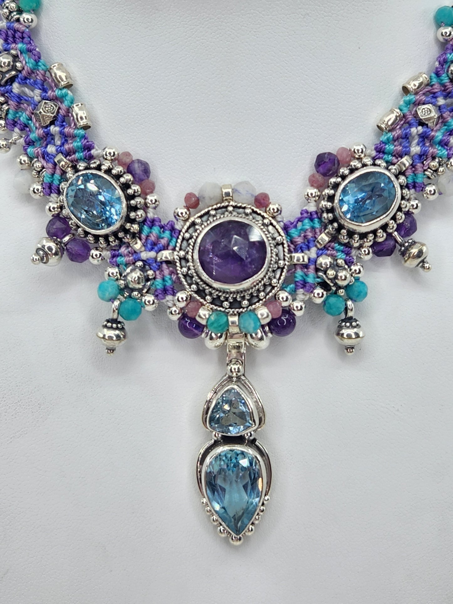 Isha Elafi - Amethyst, Blue Topaz, and Aquamarine necklace