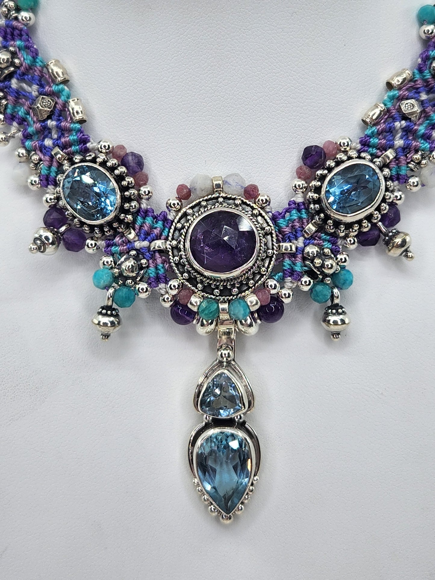 Isha Elafi - Amethyst, Blue Topaz, and Aquamarine necklace