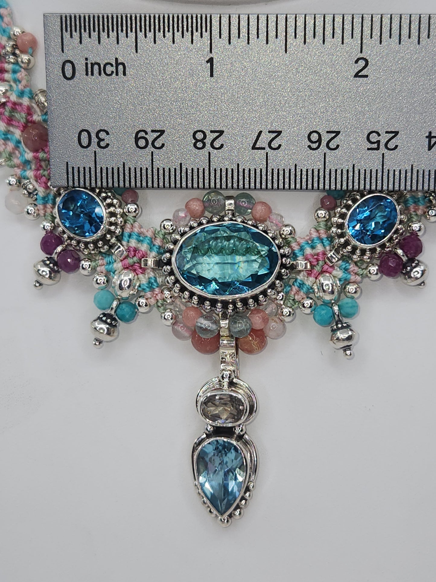 Isha Elafi - Blue Topaz and Amethyst Multicolor Knotwork Necklace