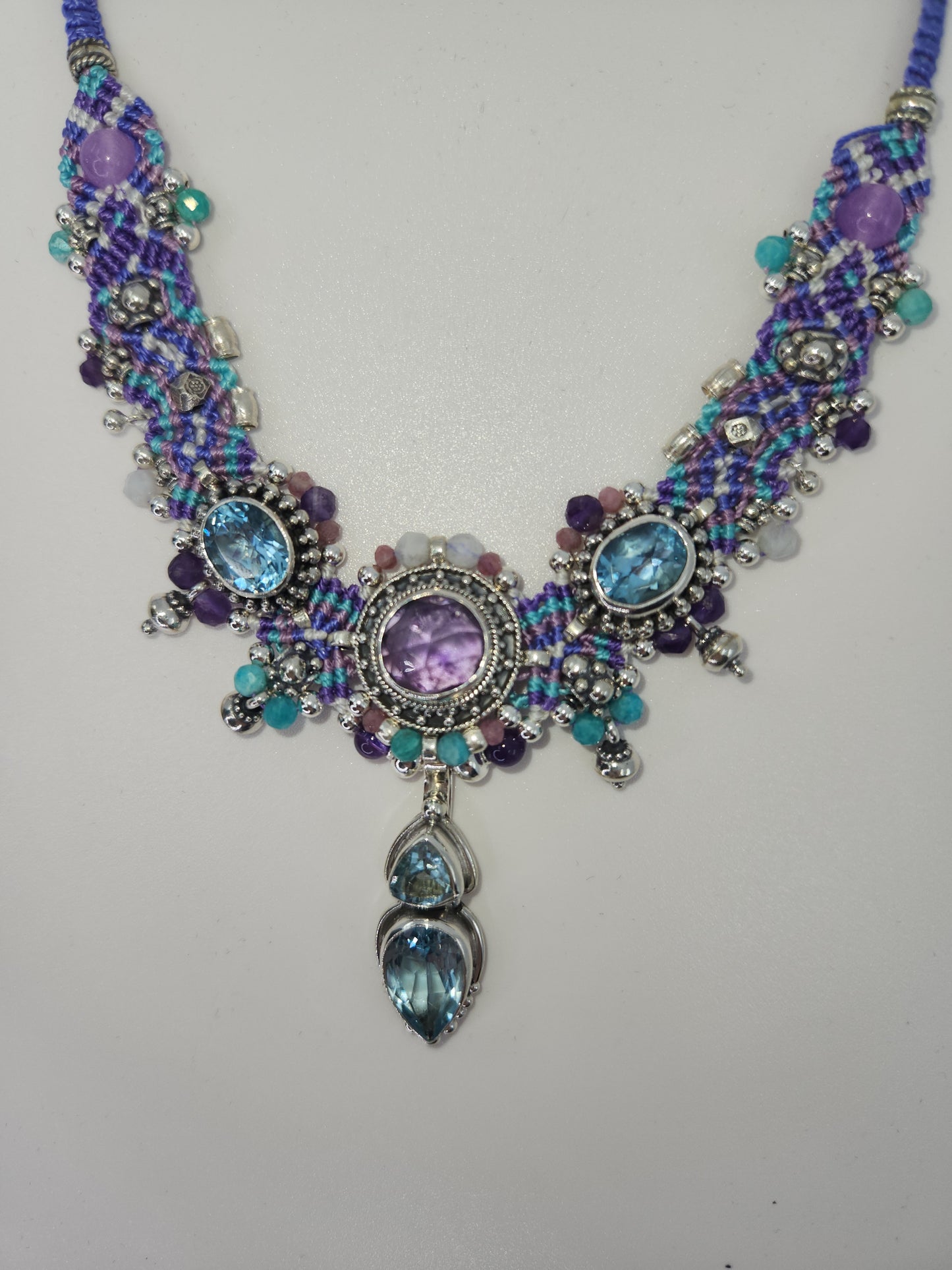 Isha Elafi - Amethyst, Blue Topaz, and Aquamarine necklace