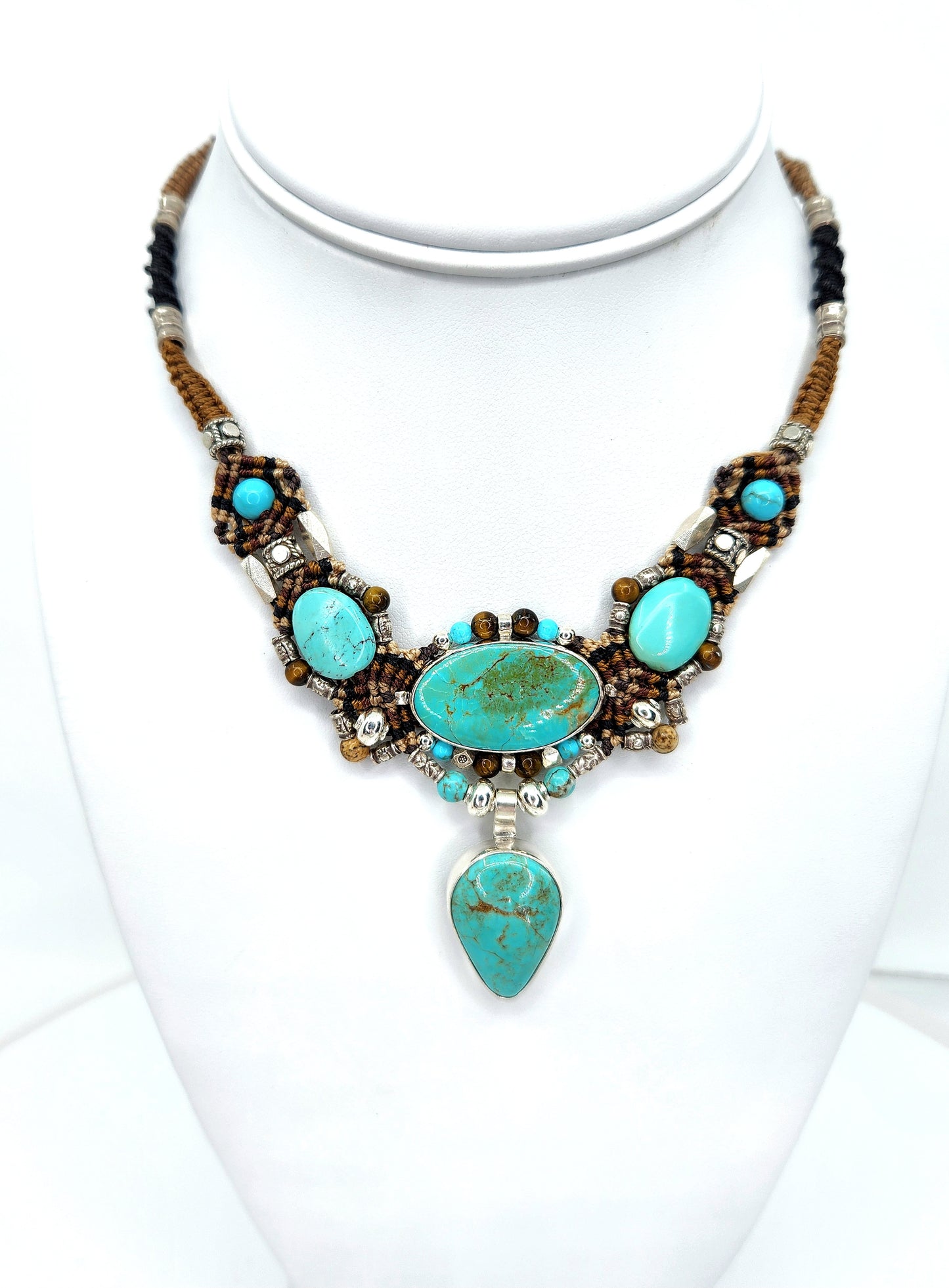 Isha Elafi - Turquoise and Brown Knotwork Necklace
