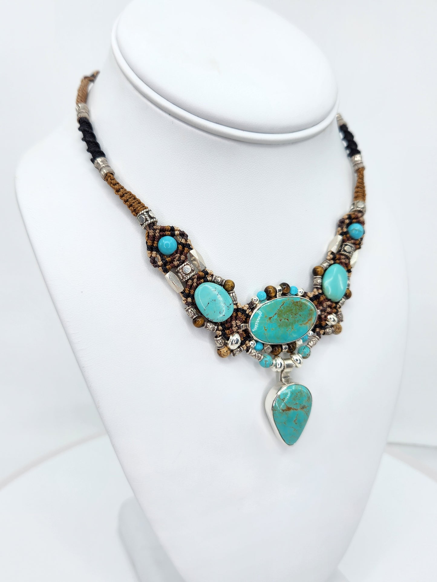 Isha Elafi - Turquoise and Brown Knotwork Necklace