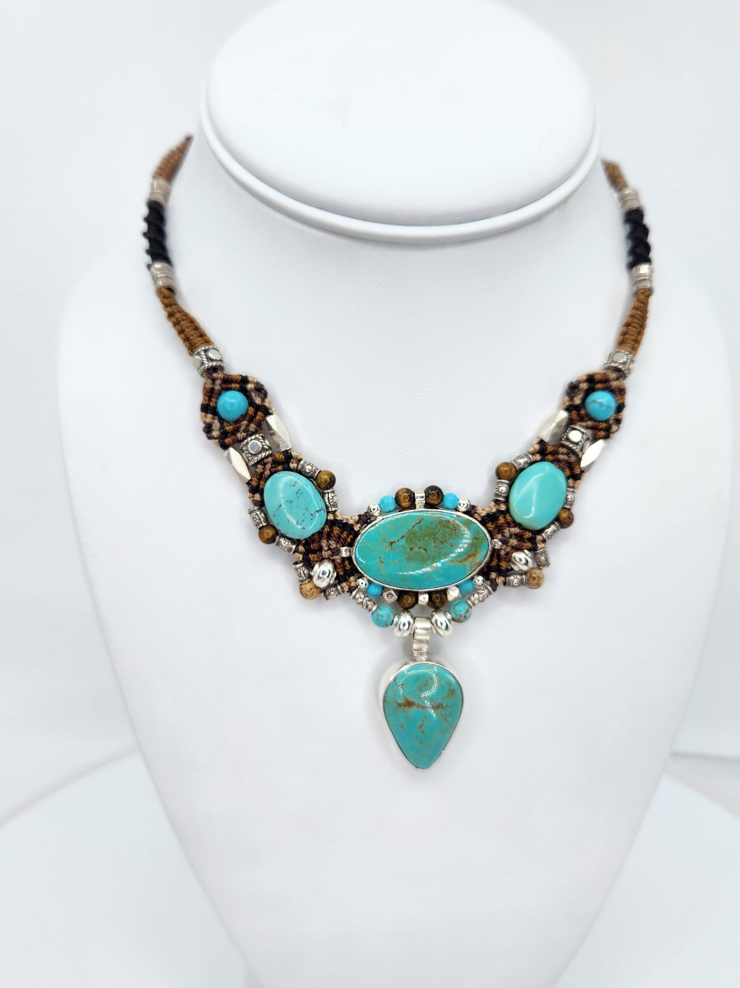 Isha Elafi - Turquoise and Brown Knotwork Necklace