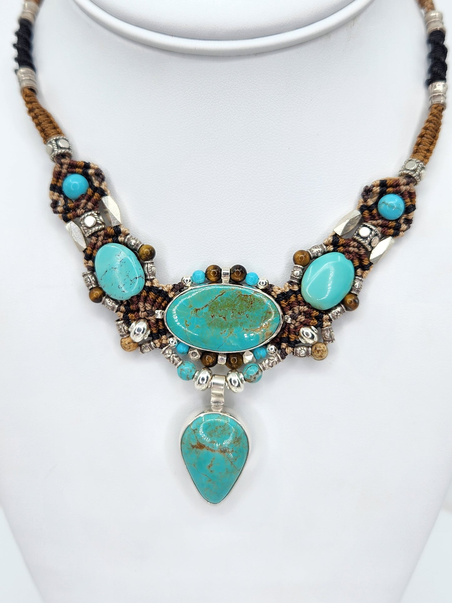 Isha Elafi - Turquoise and Brown Knotwork Necklace