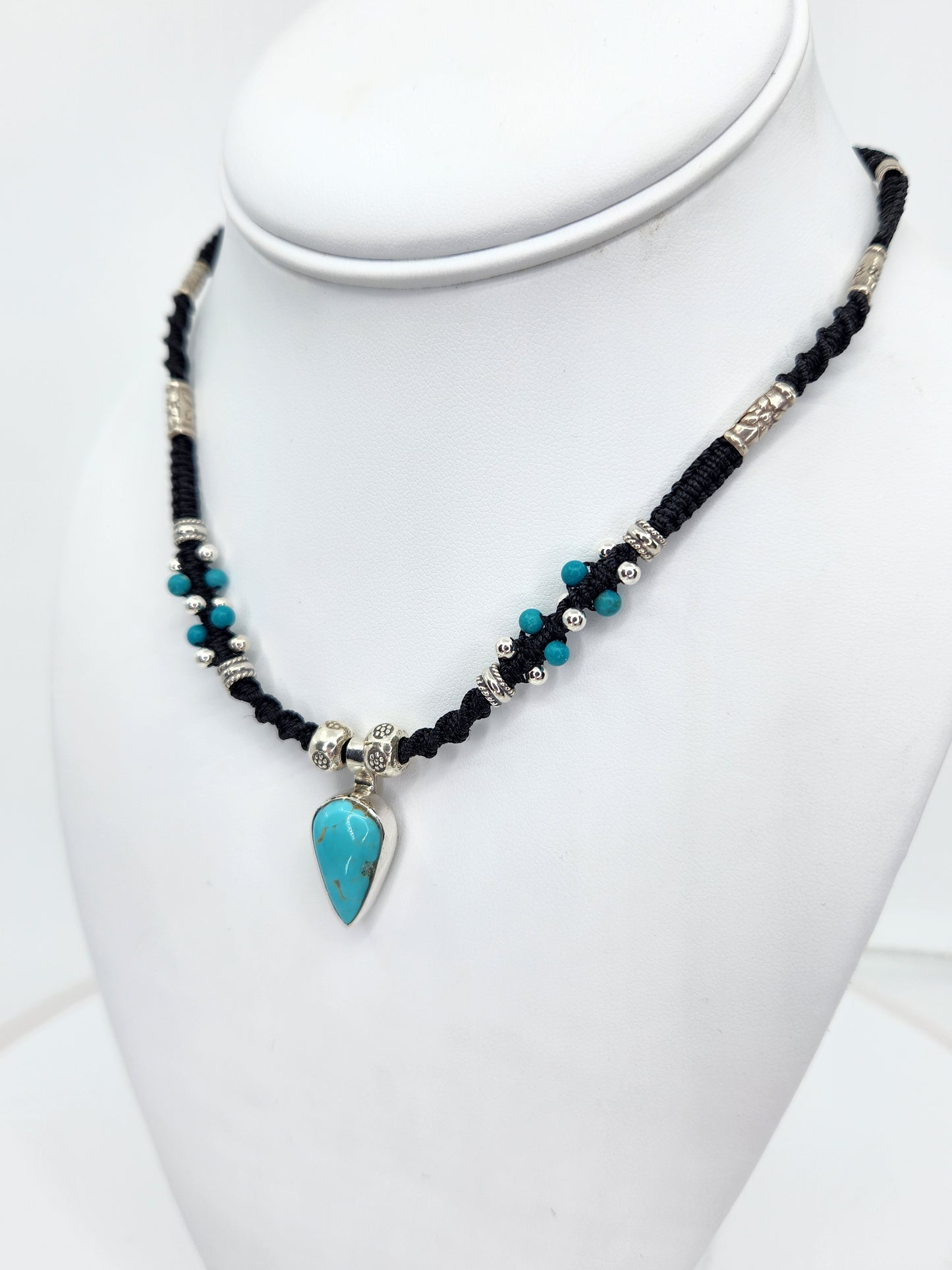 Isha Elafi - Turquoise Necklace with Black Beads