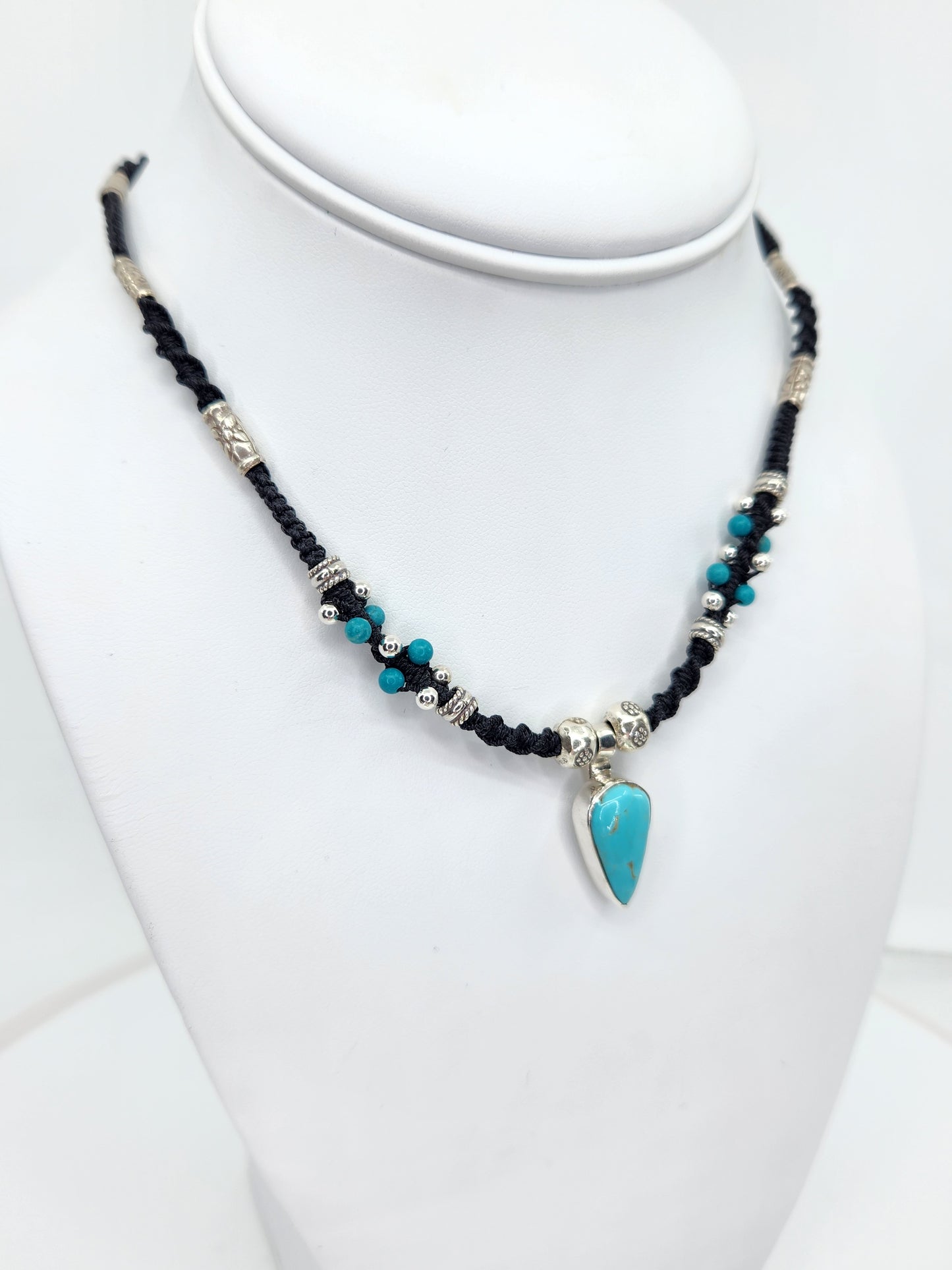 Isha Elafi - Turquoise Necklace with Black Beads