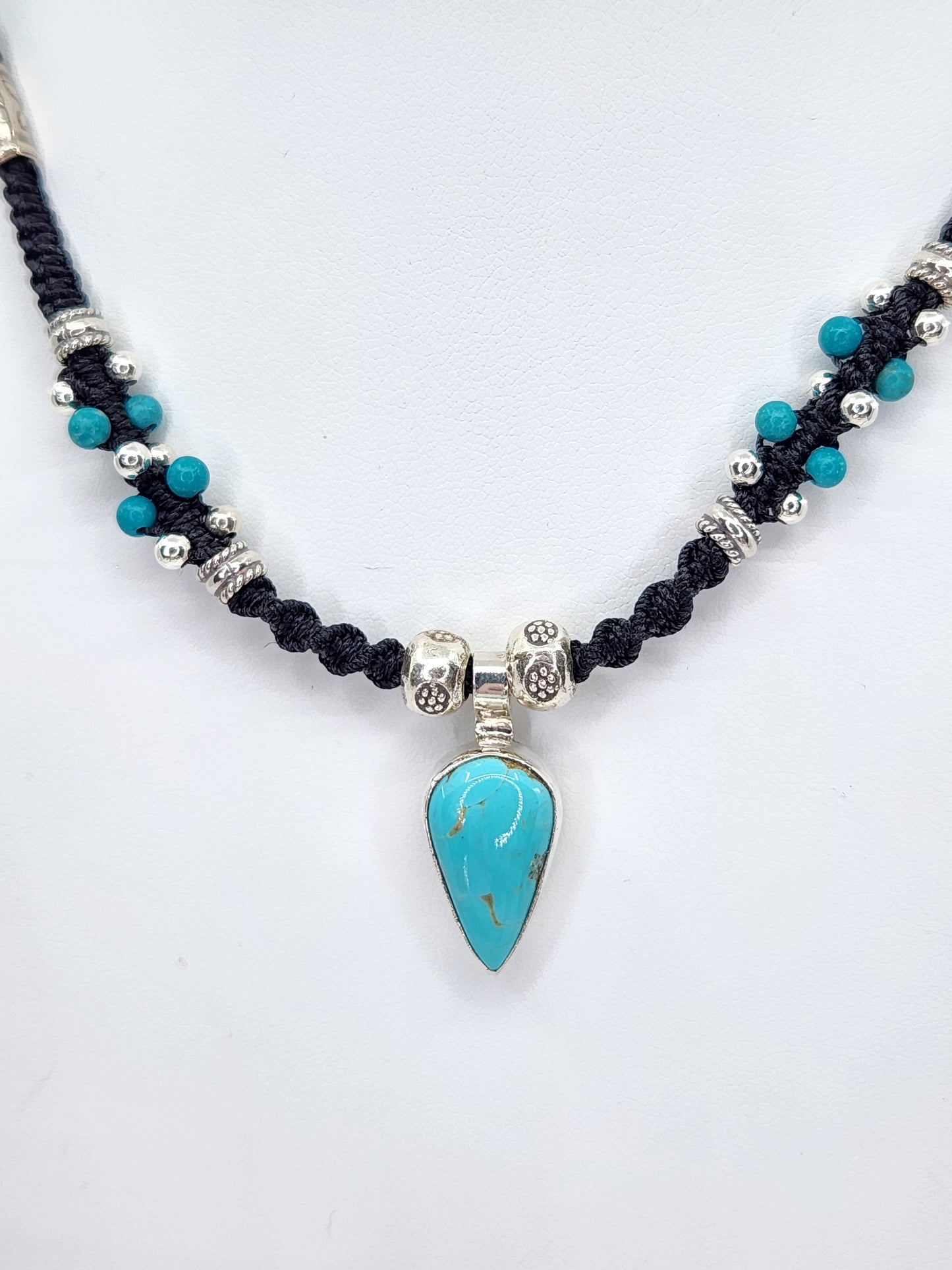 Isha Elafi - Turquoise Necklace with Black Beads