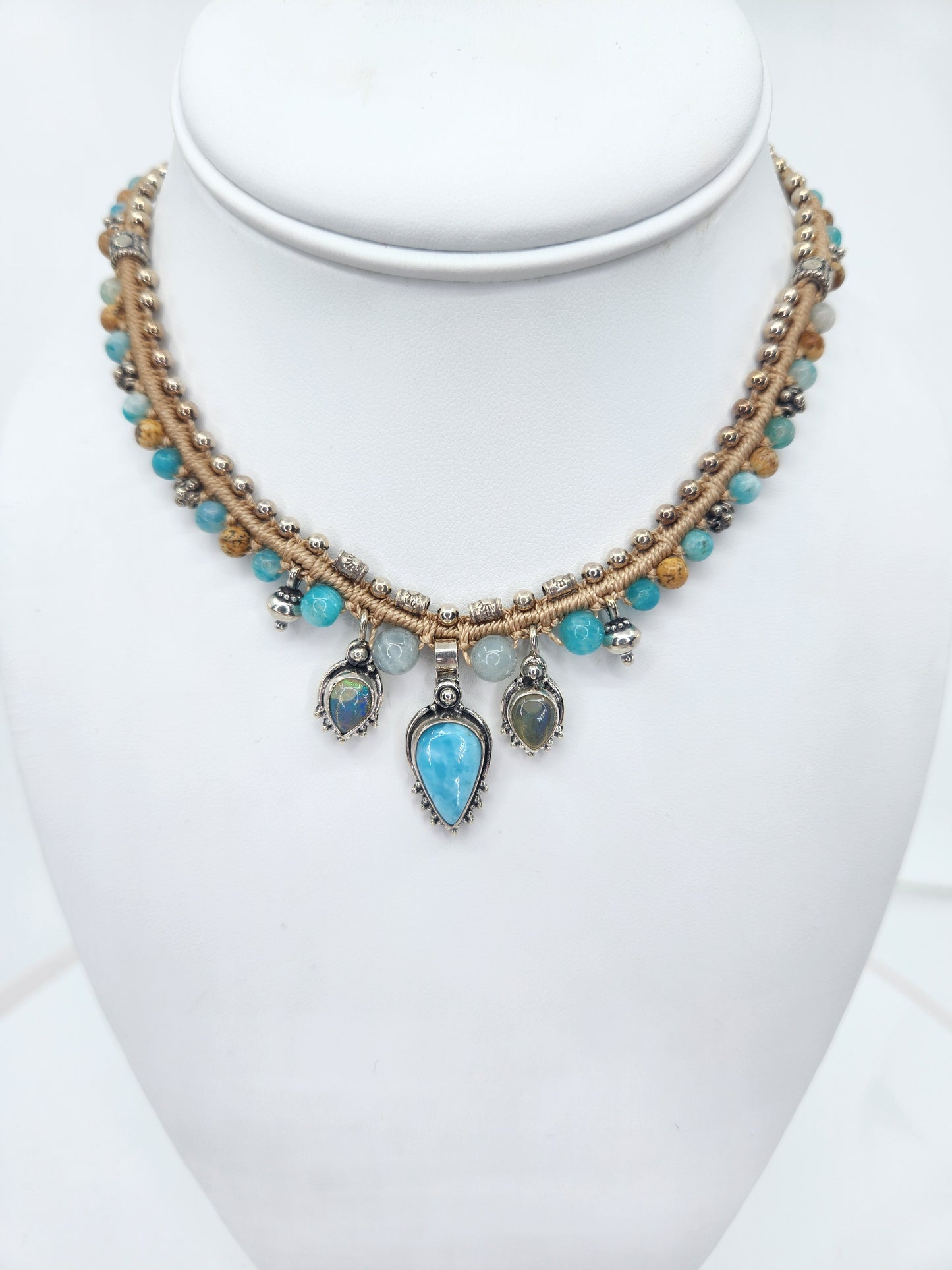 Isha Elafi - Larimar, Ethiopia Opal, and Ocean Jasper Necklace