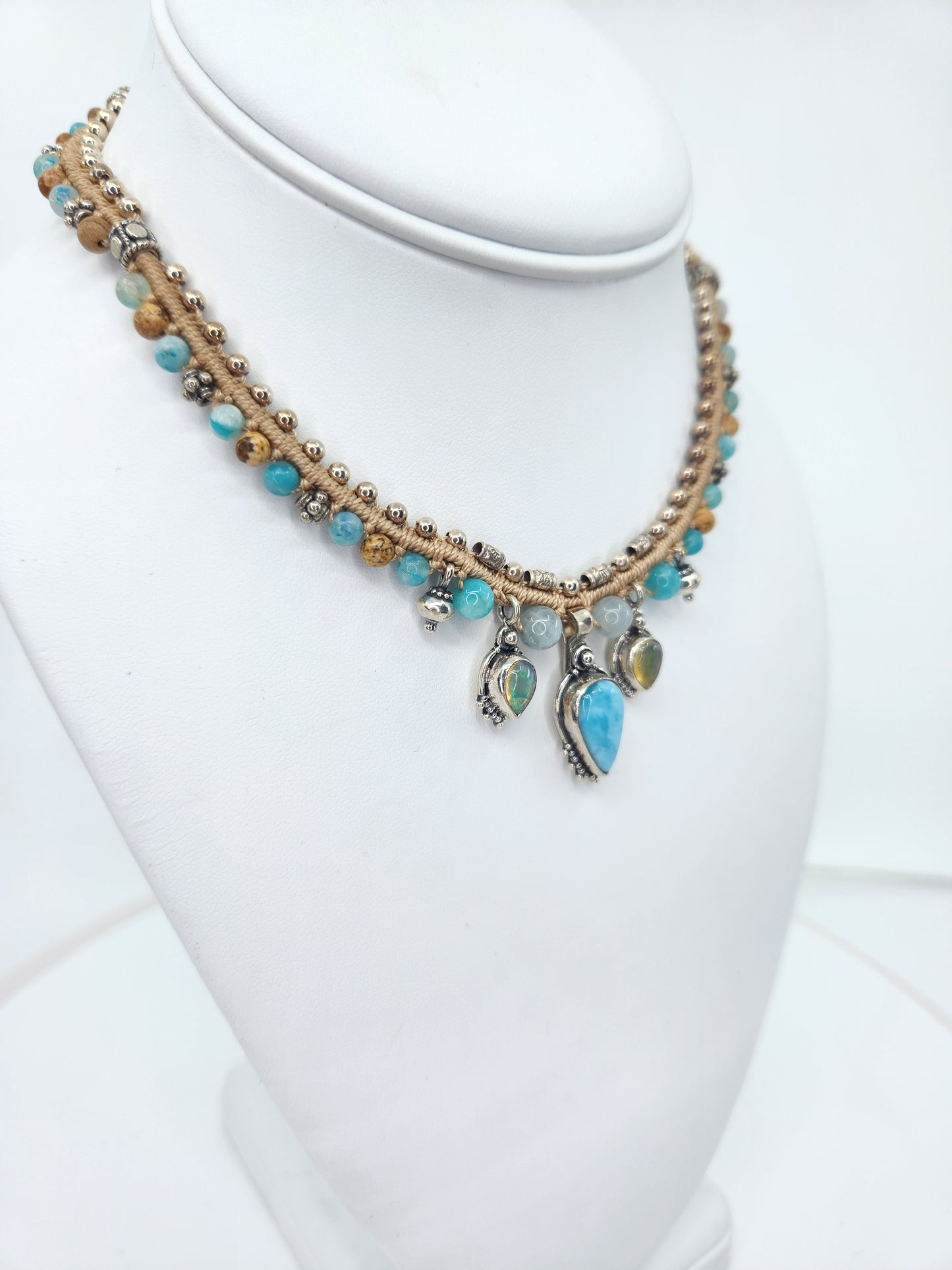 Isha Elafi - Larimar, Ethiopia Opal, and Ocean Jasper Necklace