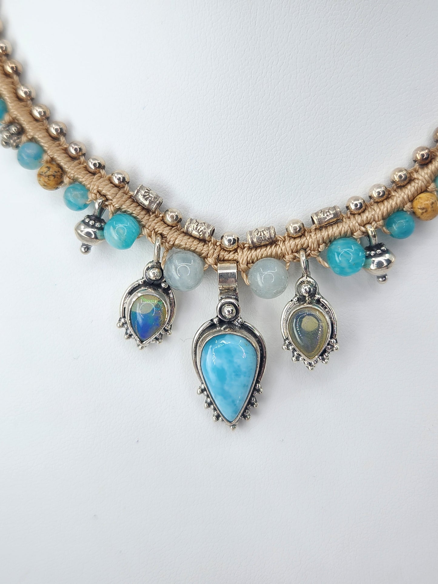 Isha Elafi - Larimar, Ethiopia Opal, and Ocean Jasper Necklace