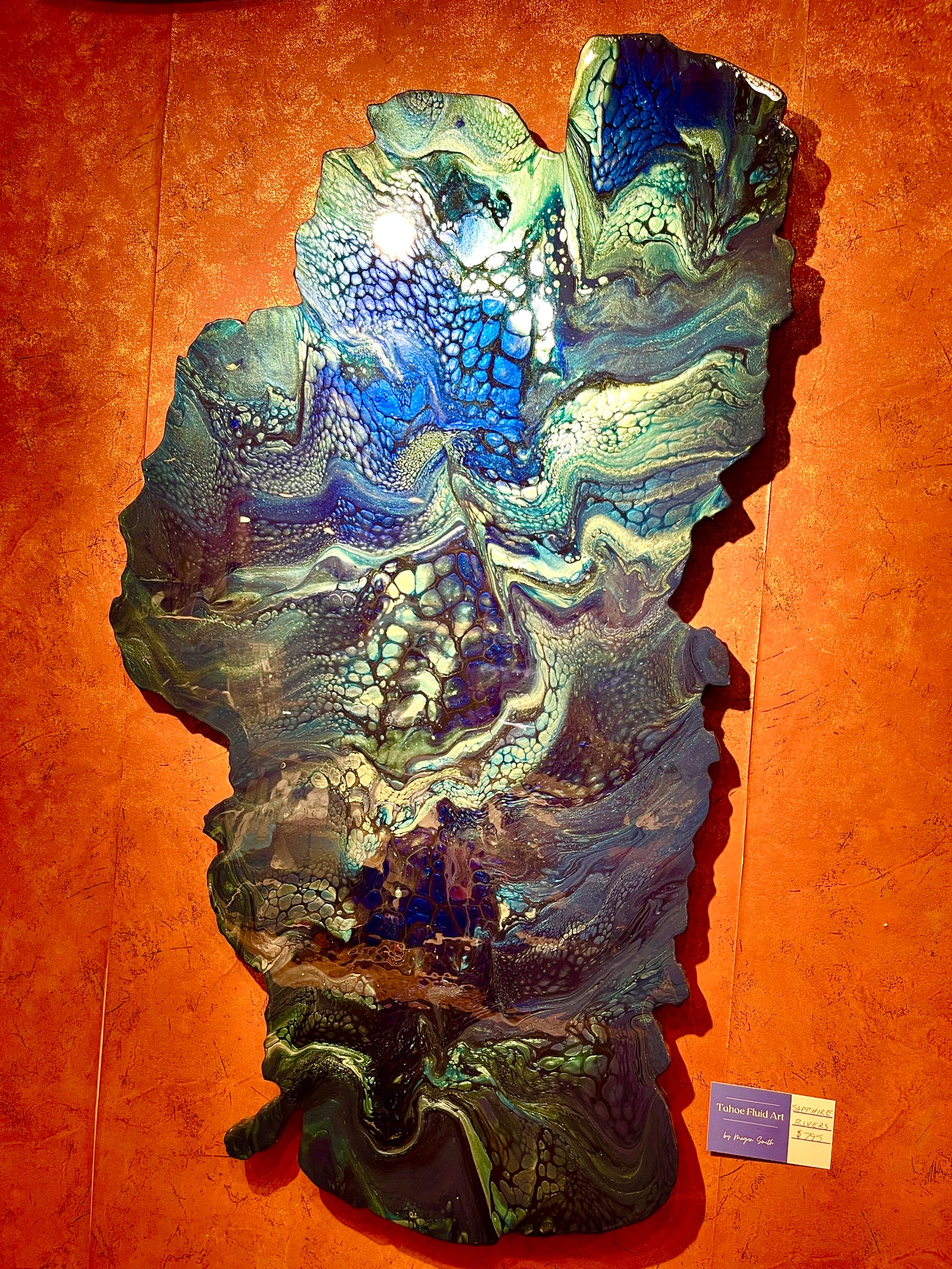 Tahoe Fluid Art - Unique Tahoe in Blue "Sapphire Rivers"