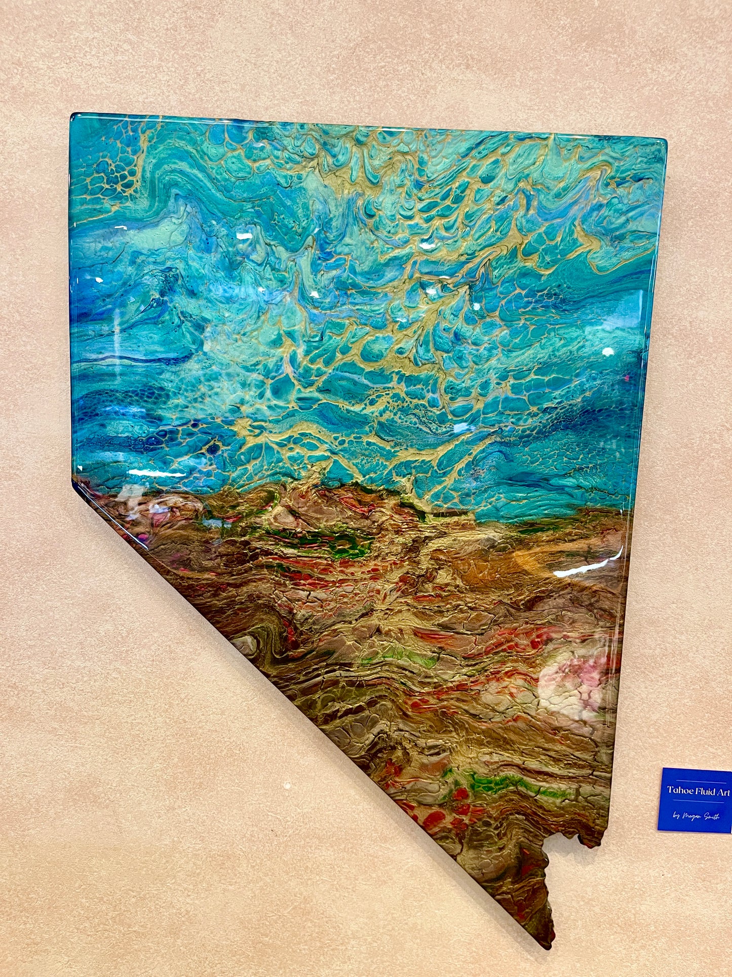 Tahoe Fluid Art - Nevada in Iridescent Brown and Blue