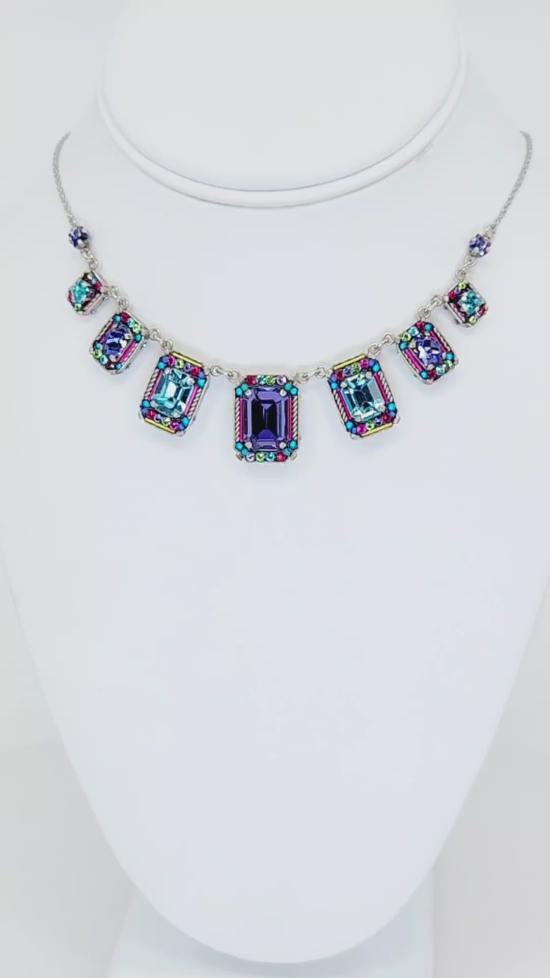 Mosaic Crystal V Necklace - Blue Mosaic Crystal V Necklace - Blue