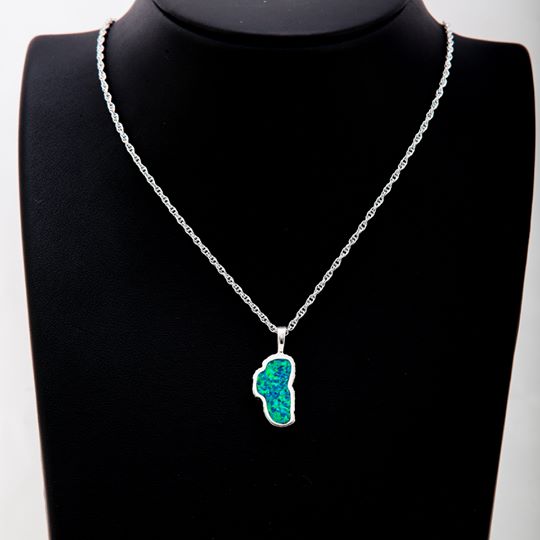 Lake Tahoe Medium Opal Sterling Silver Necklace
